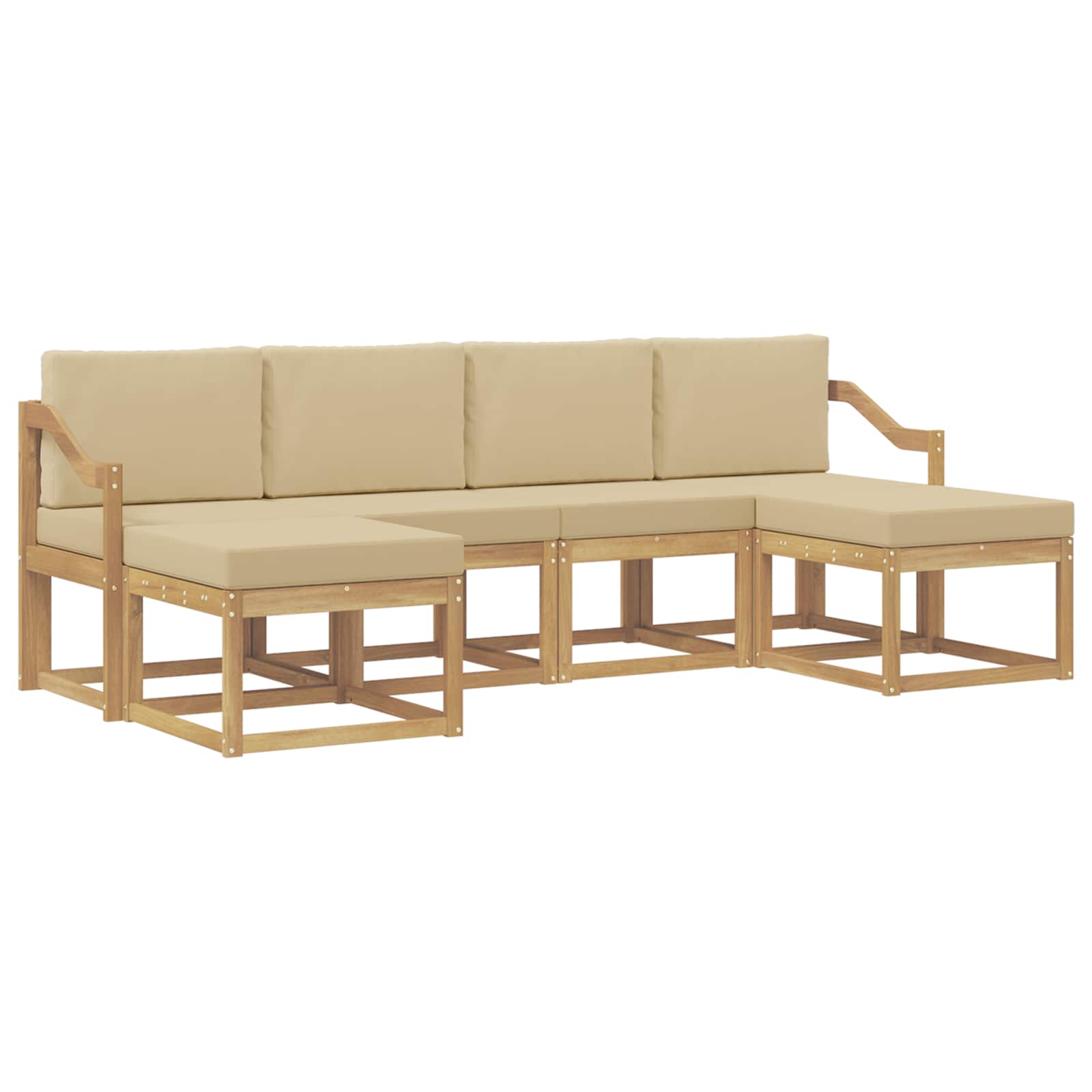 Ensemble de canapés d'extérieur 6 pcs Blanc et Beige Polyester - XIOS