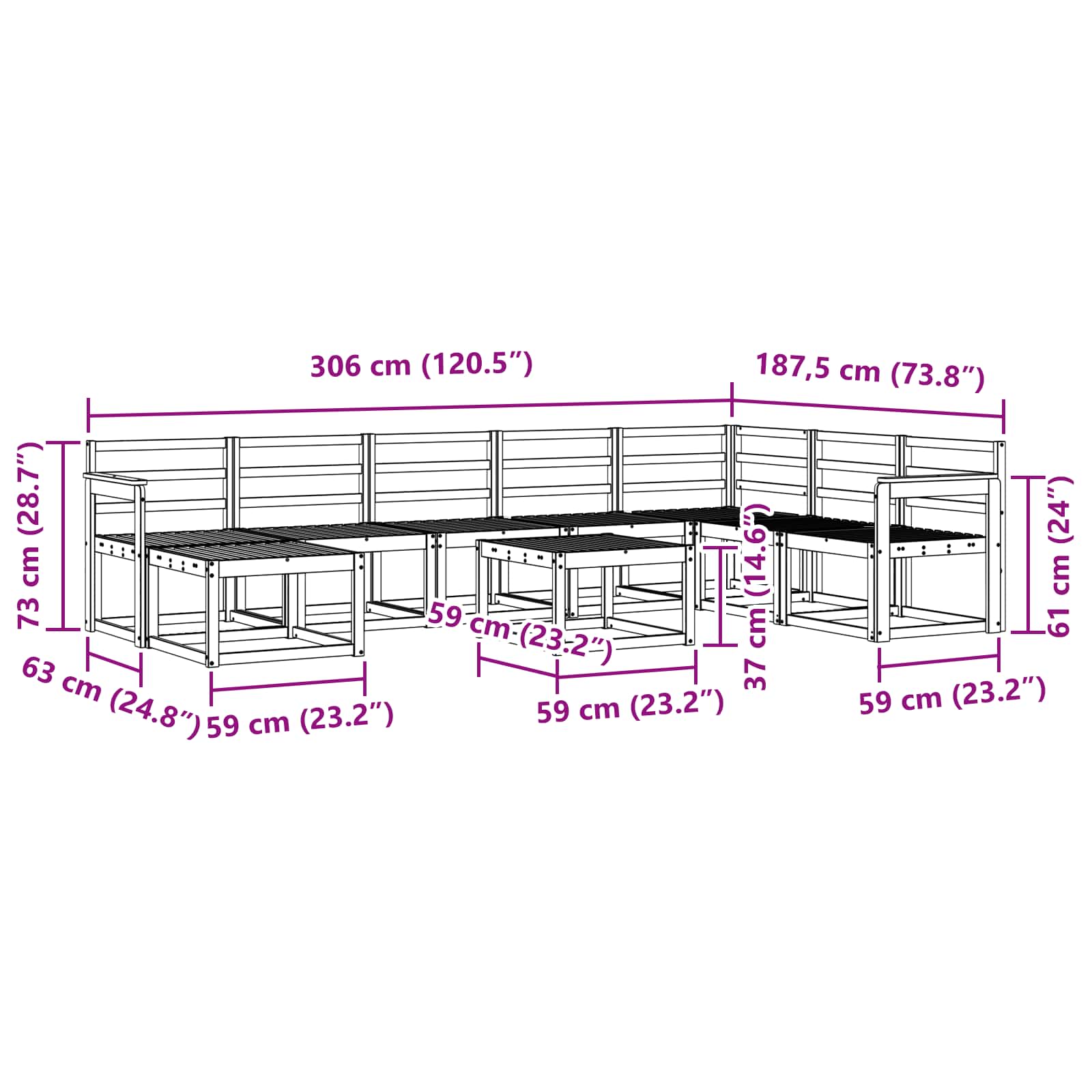 Ensemble de canapés d'extérieur 9 pcs Blanc - XIOS