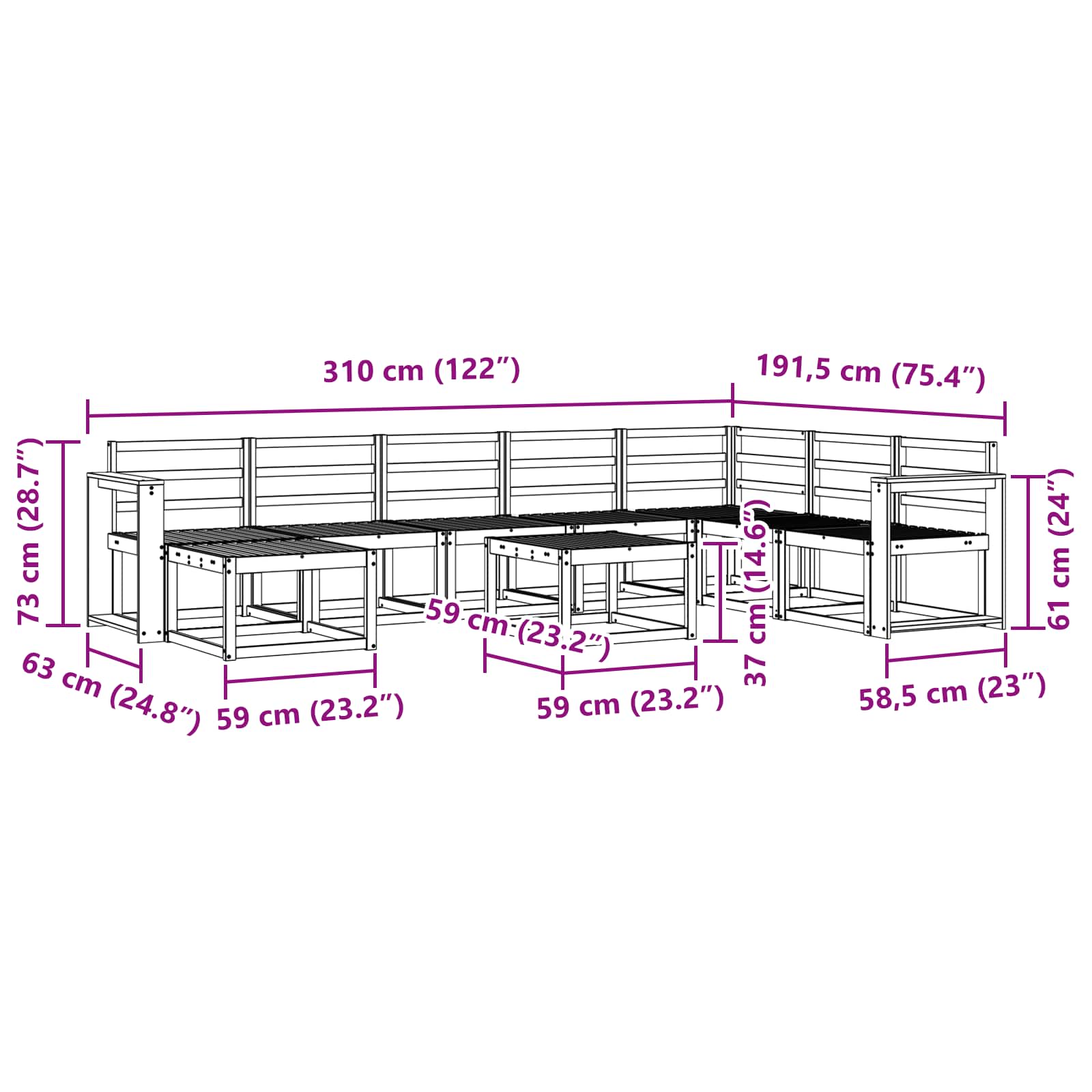 Ensemble de canapés d'extérieur 9 pcs Blanc - XIOS