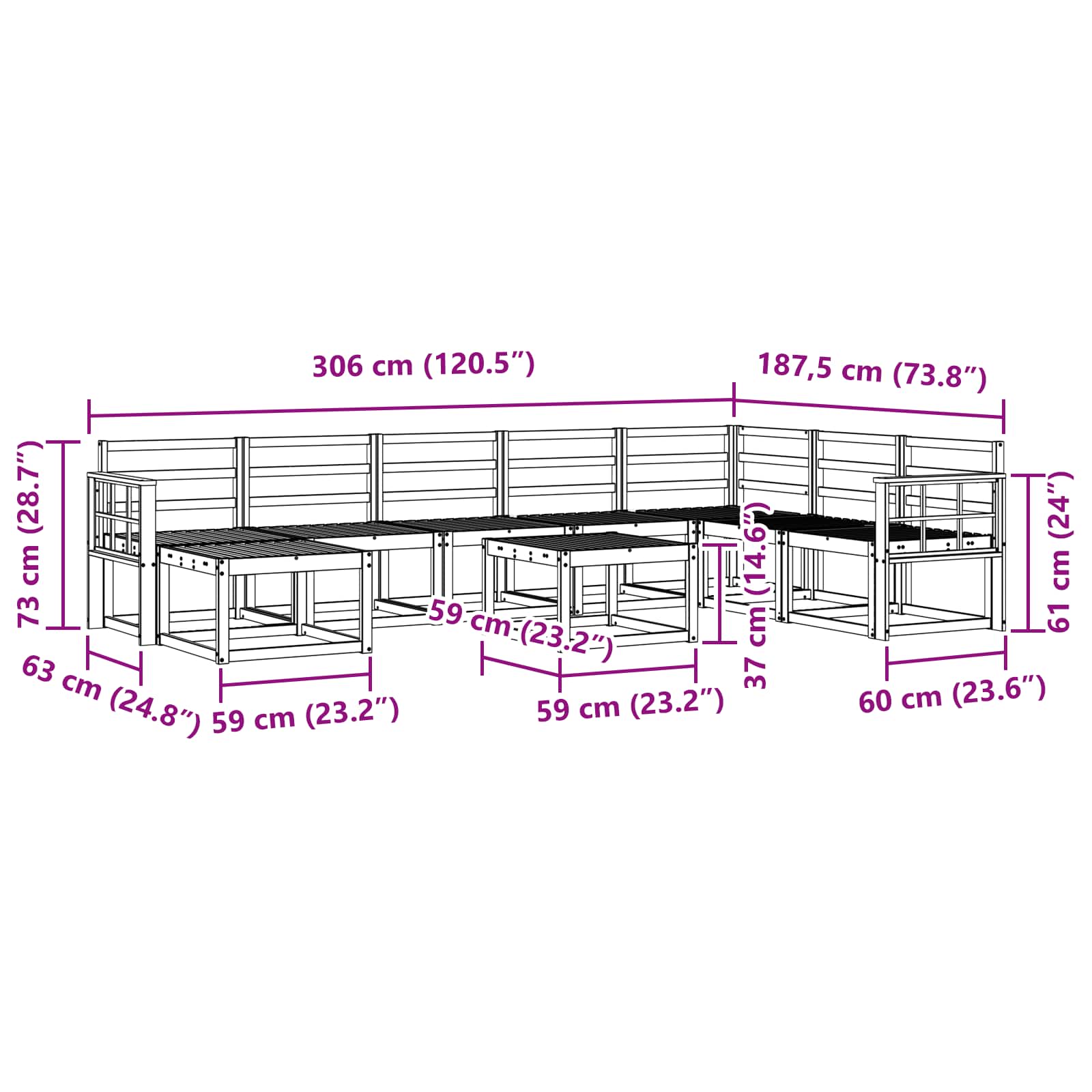Ensemble de canapés d'extérieur 9 pcs Blanc - XIOS
