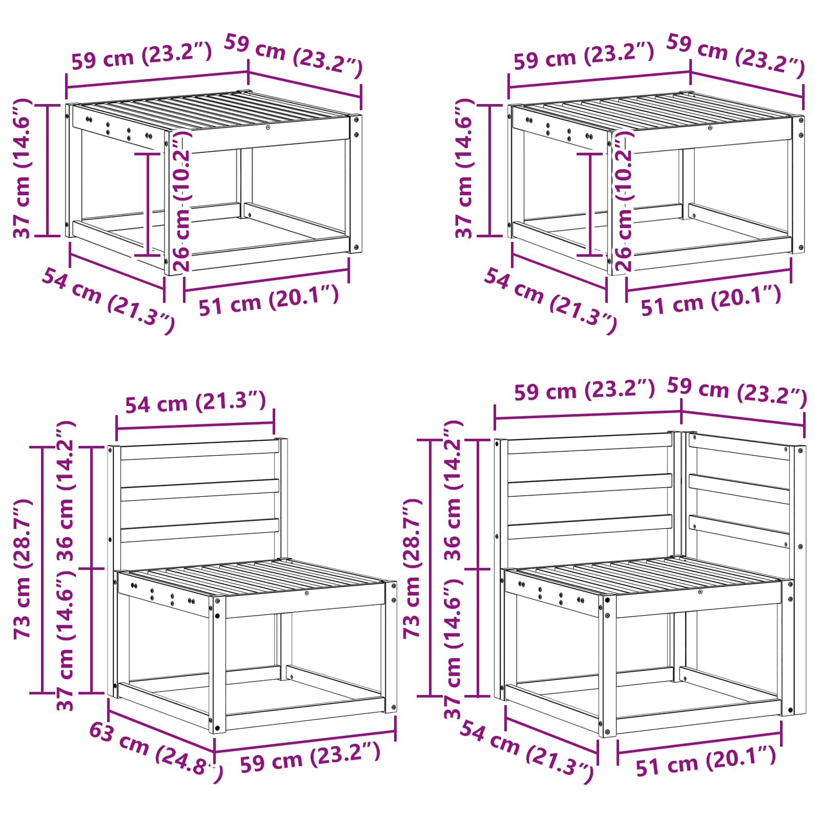 Ensemble de canapés d'extérieur 9 pcs Blanc - XIOS