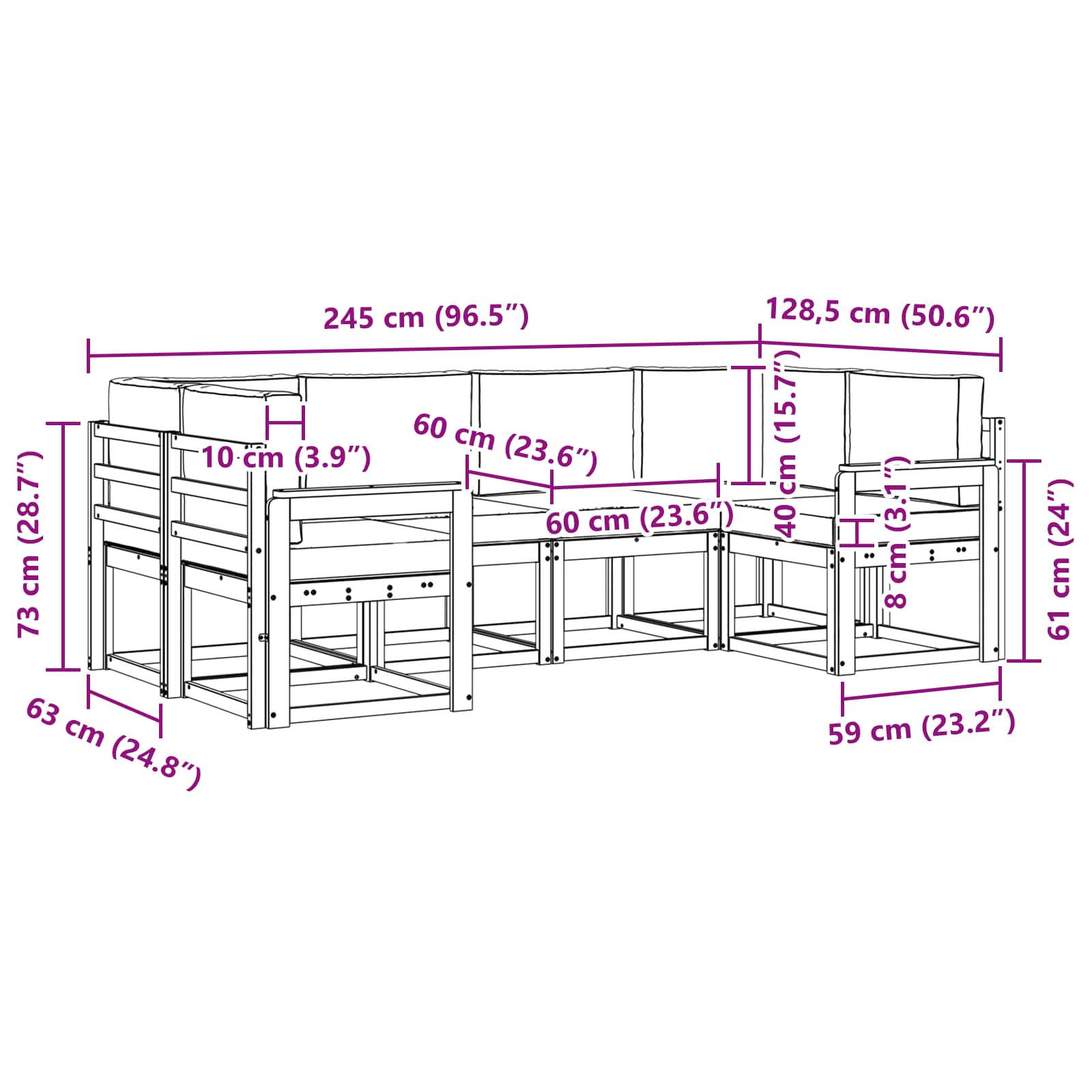 Ensemble de canapés d'extérieur 6 pcs Blanc et anthracite - XIOS