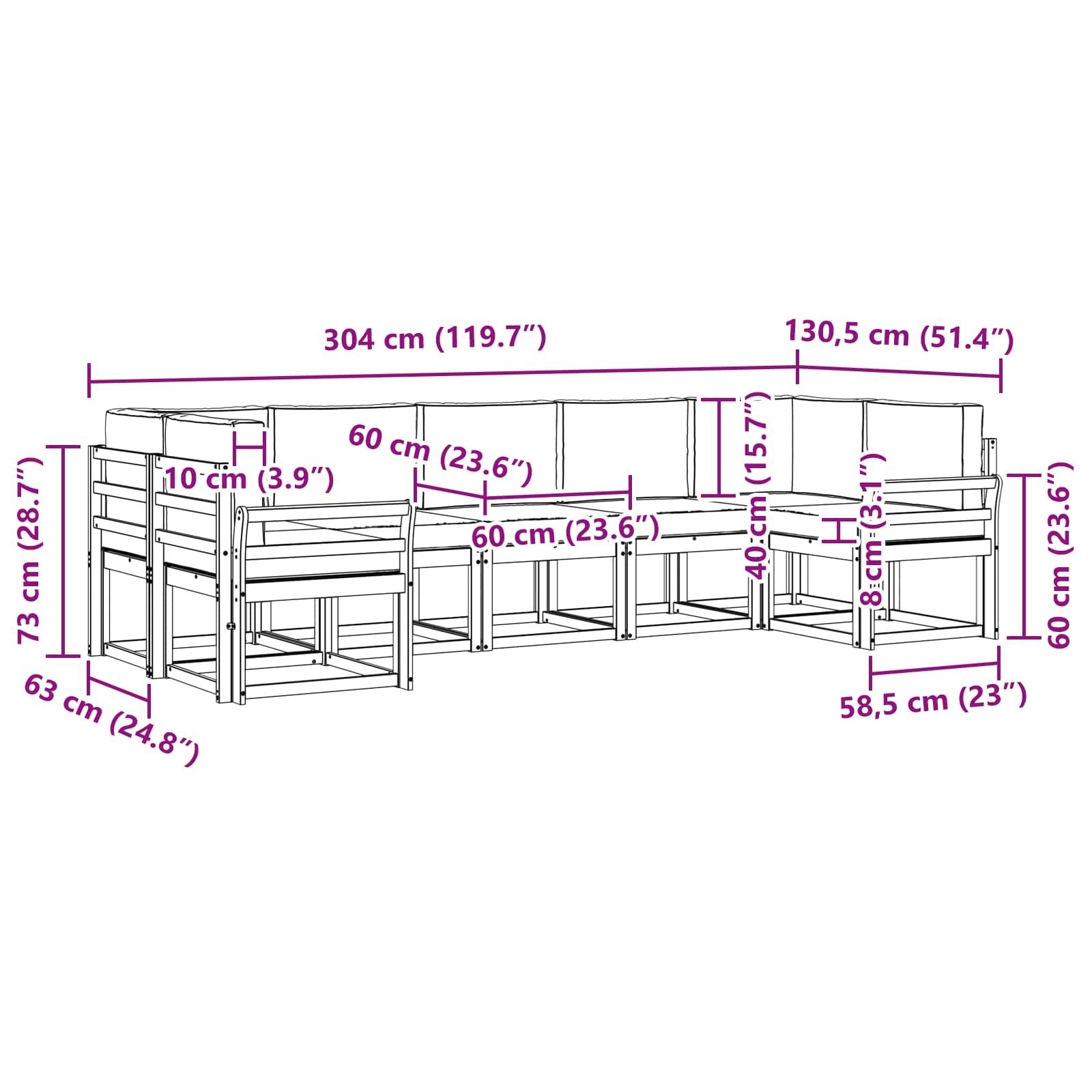 Ensemble de canapés d'extérieur 7 pcs Blanc et anthracite - XIOS