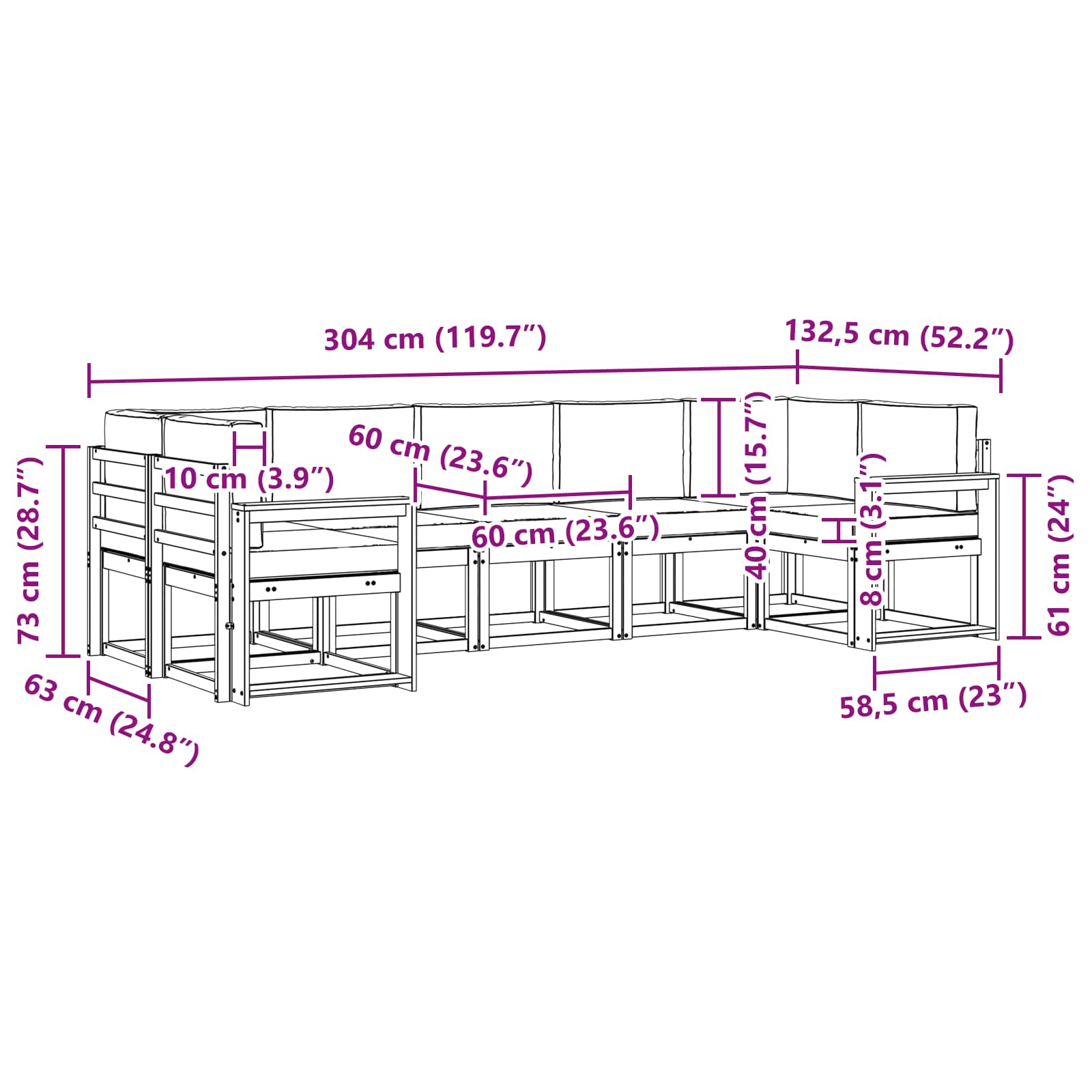 Ensemble de canapés d'extérieur 7 pcs Blanc et anthracite - XIOS