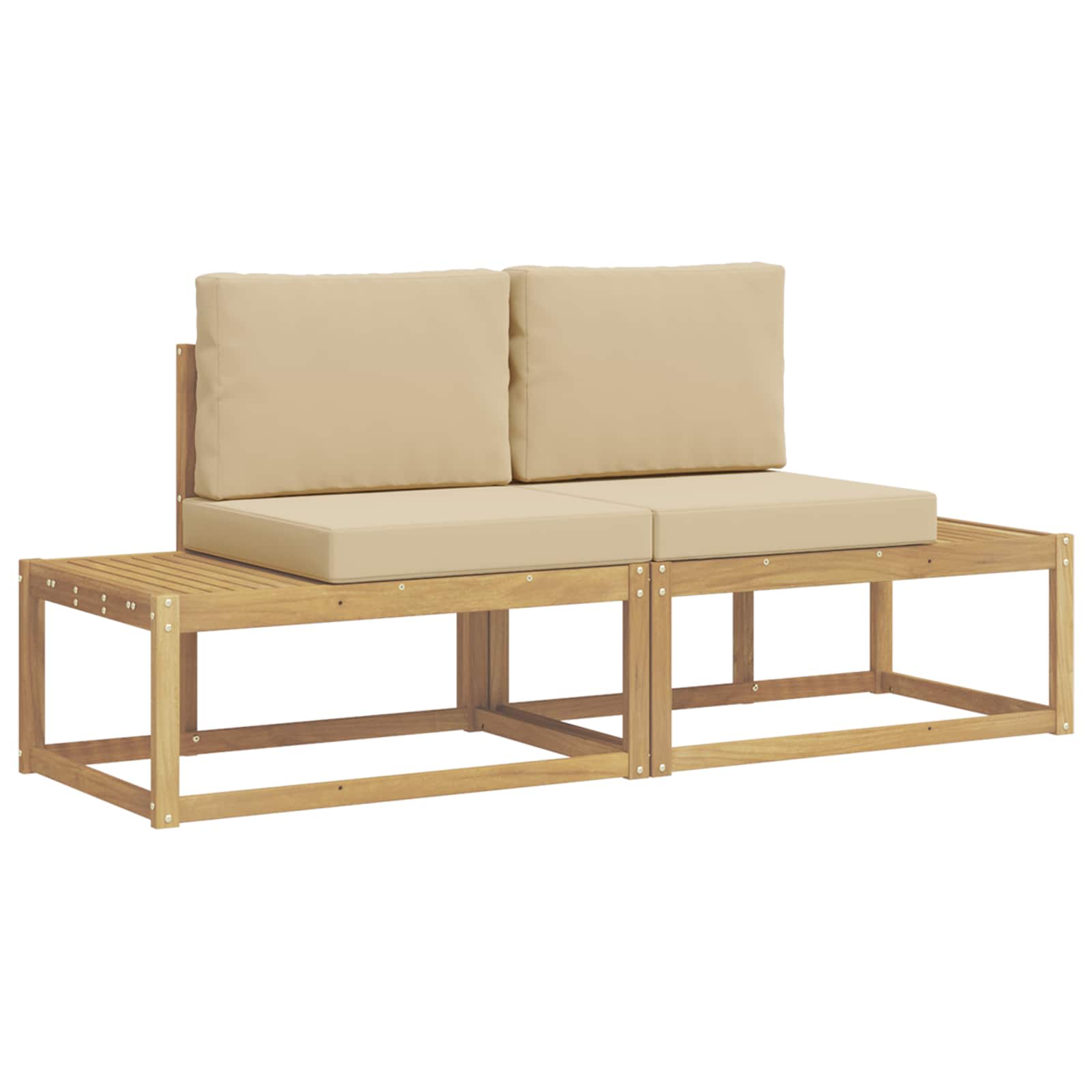 Ensemble de canapés d'extérieur 2 pc Blanc et Beige Polyester