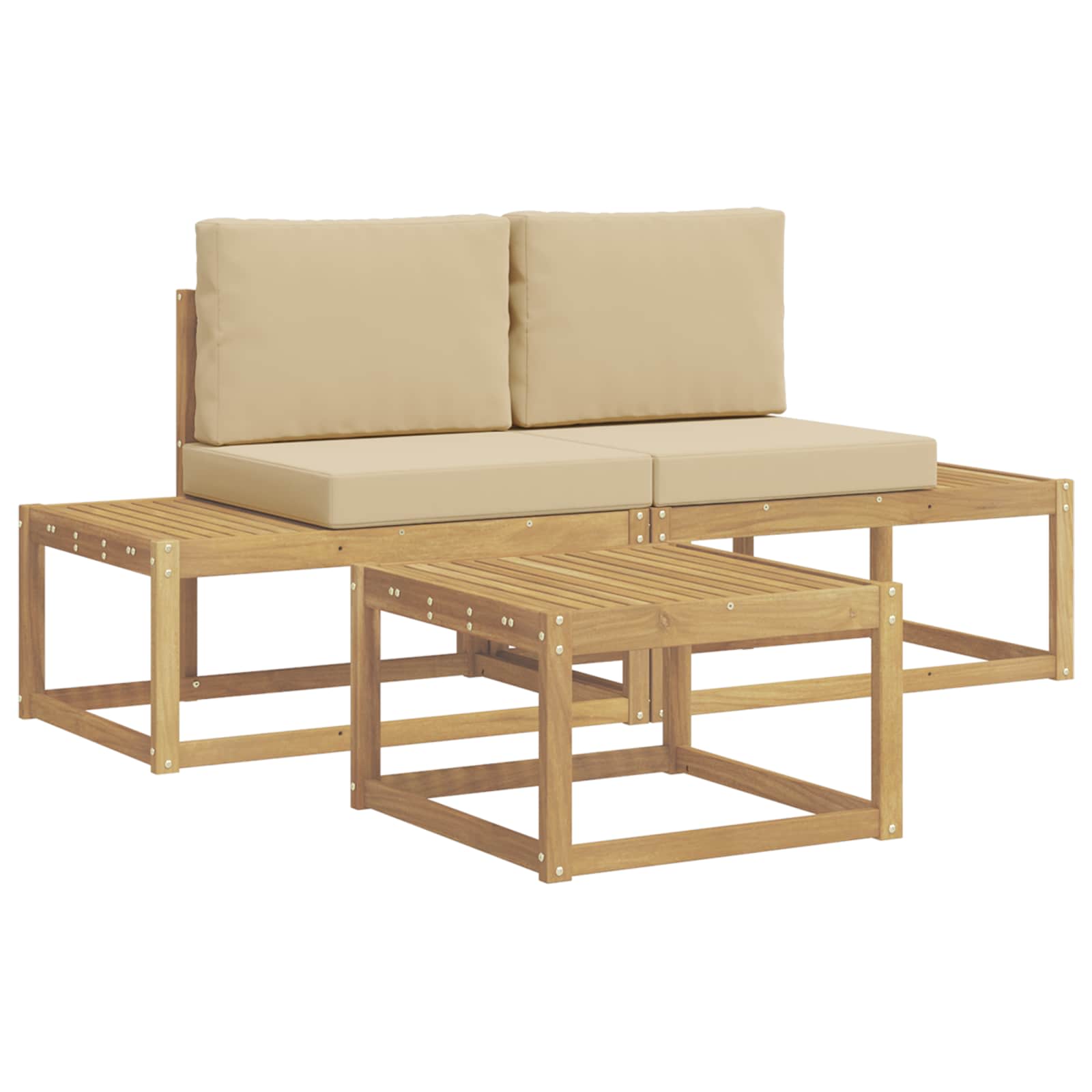 Ensemble de canapés d'extérieur 3 pc Blanc et Beige Polyester