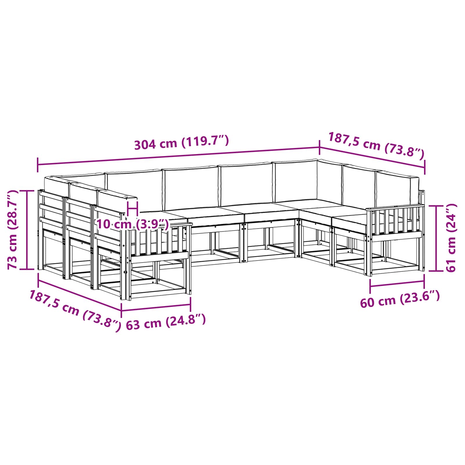 Ensemble de canapés d'extérieur 9 pcs Blanc et Beige - XIOS