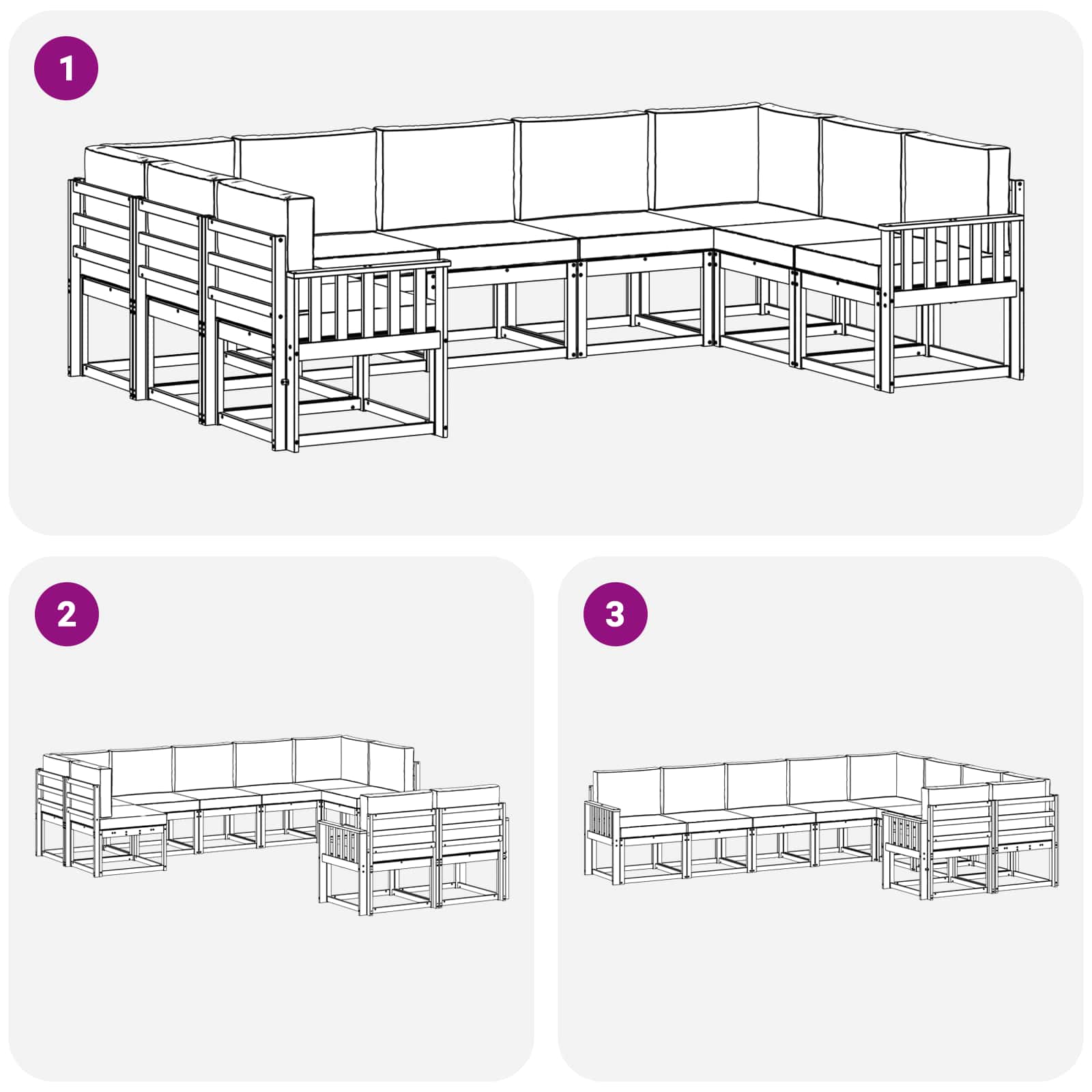 Ensemble de canapés d'extérieur 9 pcs Blanc et Beige - XIOS