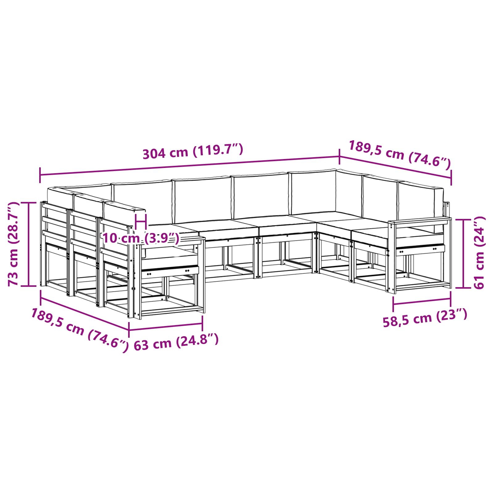 Ensemble de canapés d'extérieur 9 pcs Blanc et Beige - XIOS