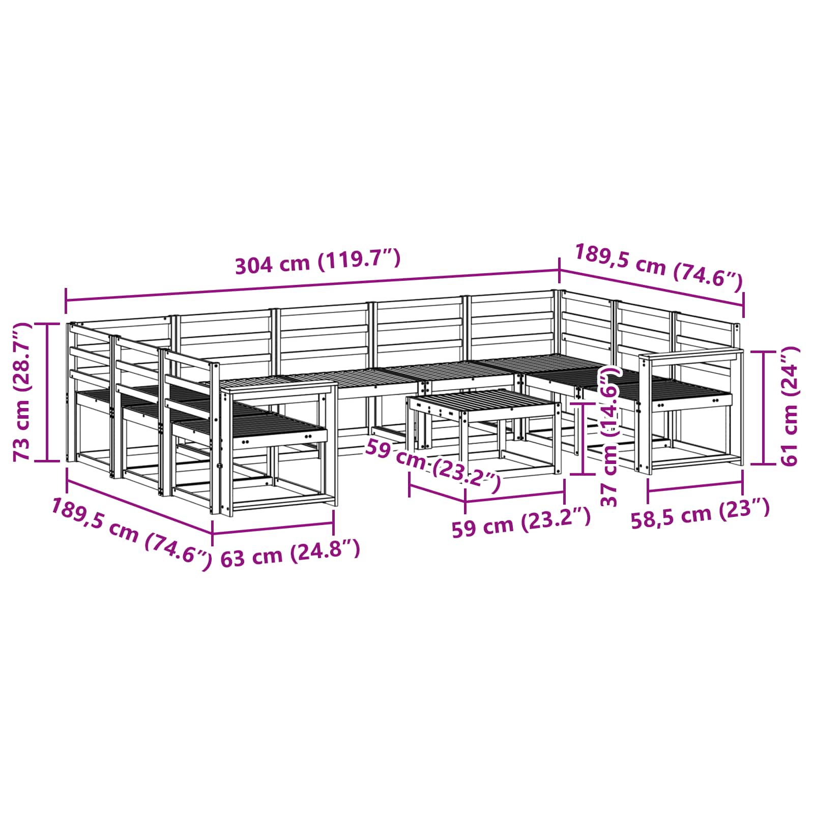 Ensemble de canapés d'extérieur 10 pcs Blanc - XIOS