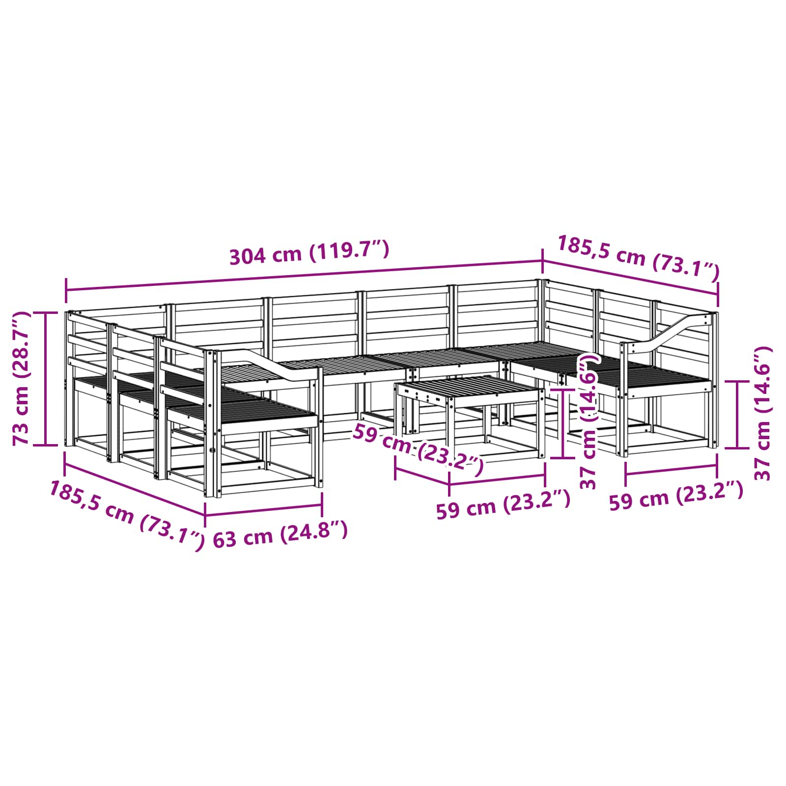 Ensemble de canapés d'extérieur 10 pcs Blanc - XIOS