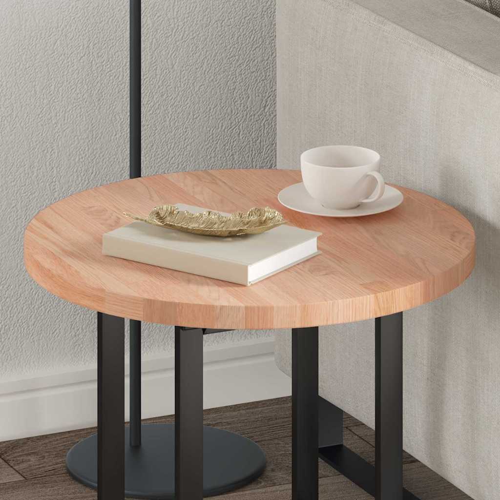 Plateau de table Marron clair Ø 50 x 2.5 cm Chêne massif - XIOS