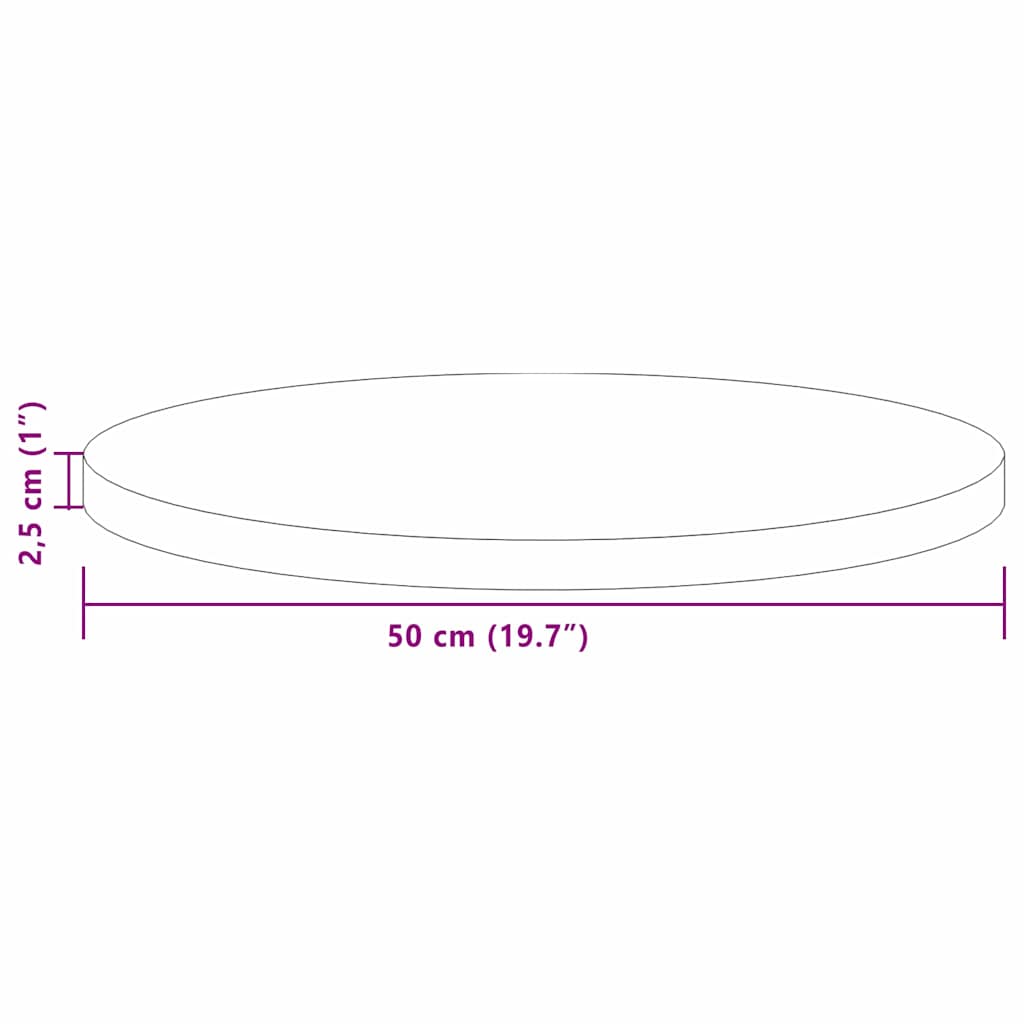 Plateau de table Marron clair Ø 50 x 2.5 cm Chêne massif - XIOS