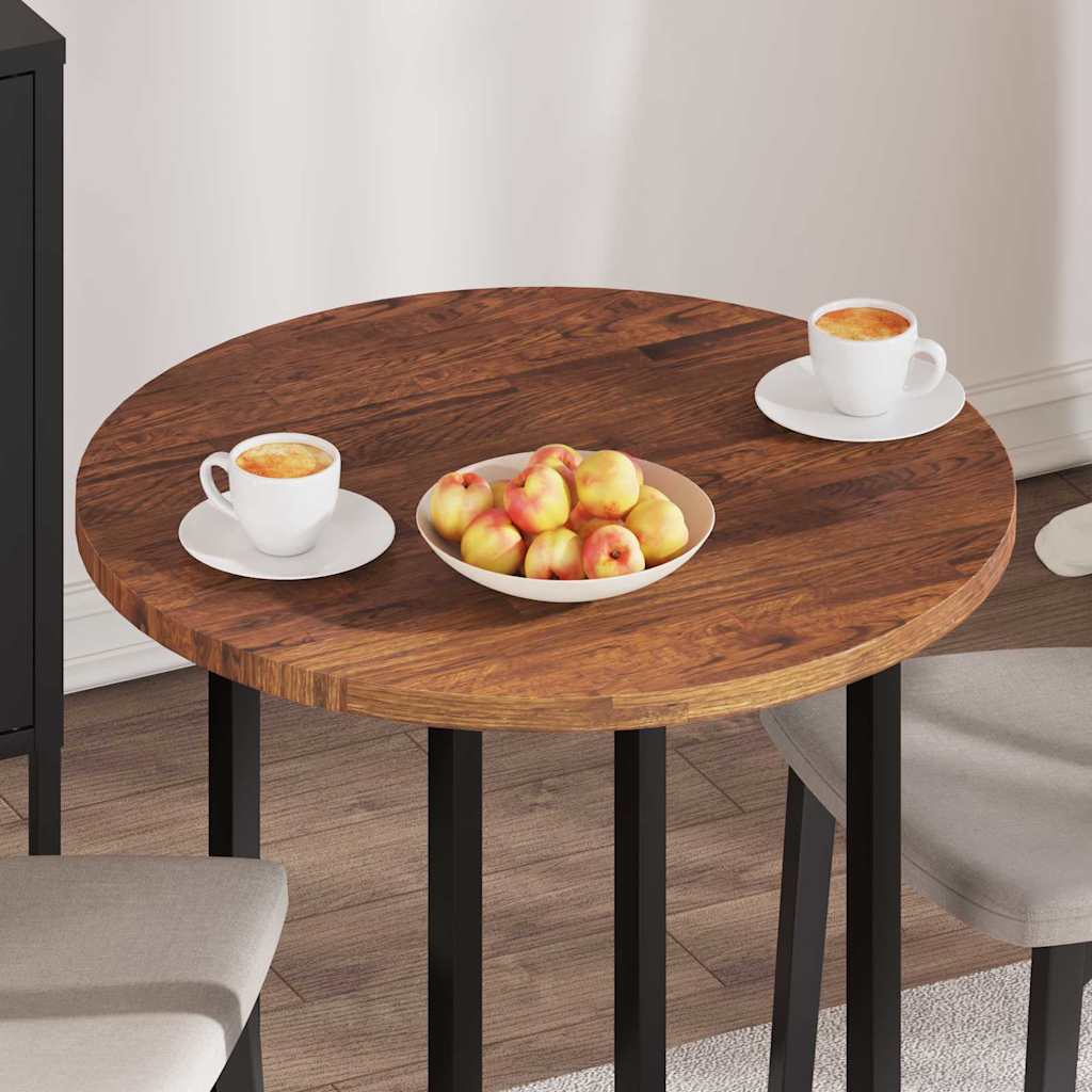 Plateau de table Marron foncé Ø 70 x 2.5 cm Chêne massif - XIOS