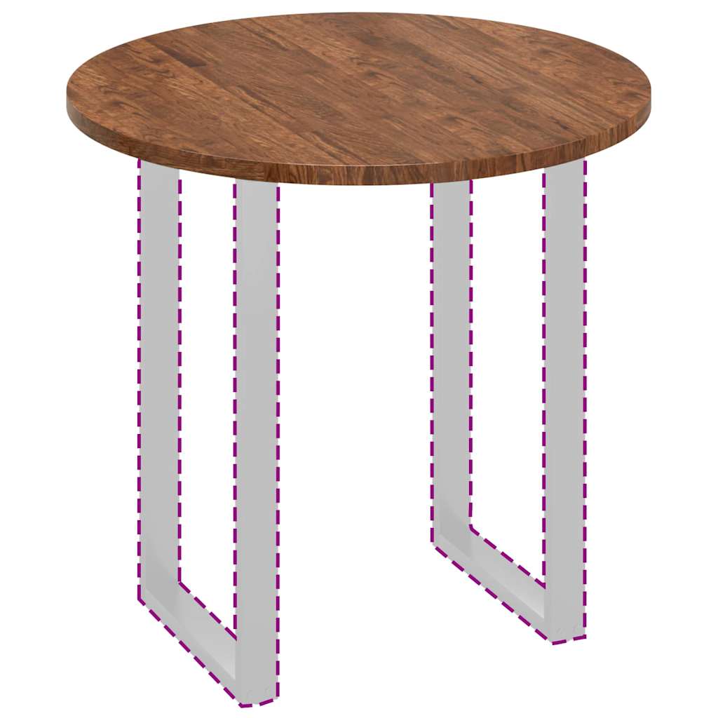 Plateau de table Marron foncé Ø 80 x 2.5 cm Chêne massif - XIOS