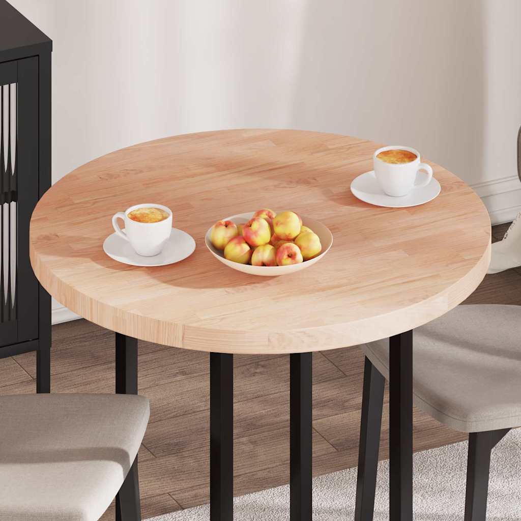 Plateau de table Marron clair Ø 80 x 4 cm Chêne massif - XIOS