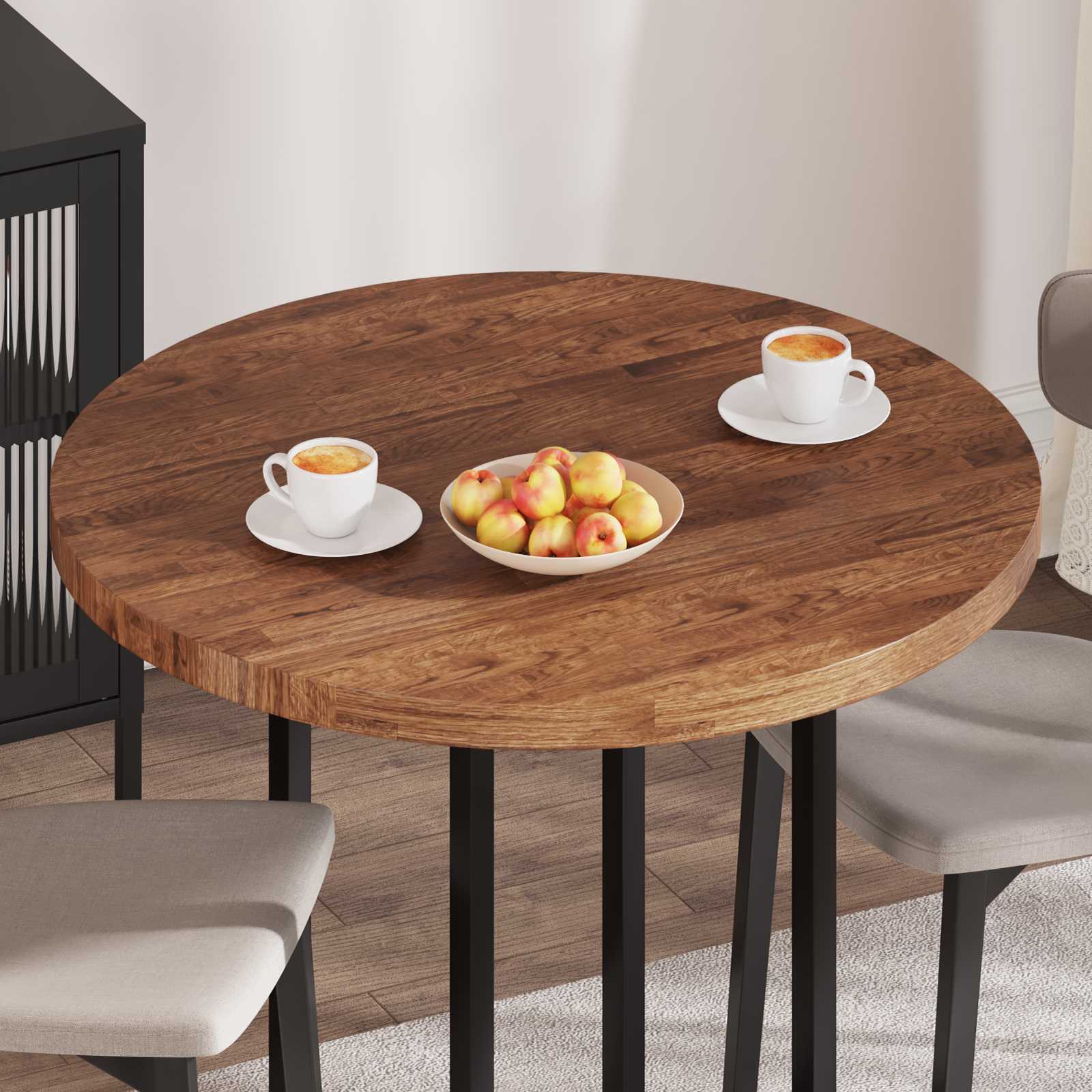 Plateau de table Ø 90 x 4 cm Rond Bois de chêne massif