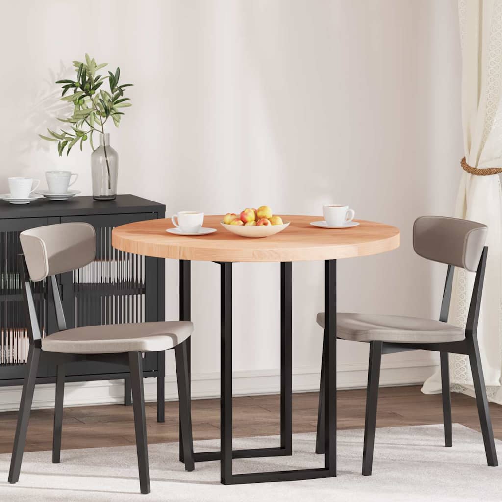 Plateau de table Marron clair Ø 90 x 4 cm Chêne massif - XIOS