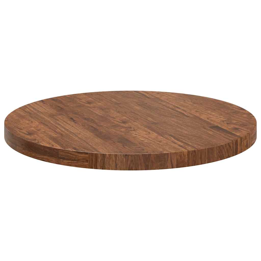 Plateau de table Marron foncé Ø 70 x 4 cm Chêne massif - XIOS