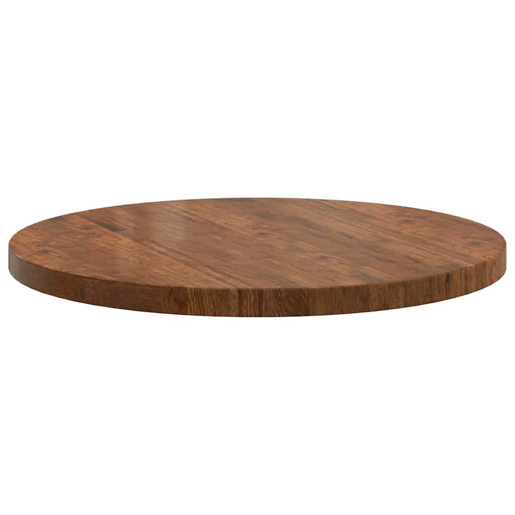 Plateau de table Marron foncé Ø 80 x 4 cm Chêne massif - XIOS