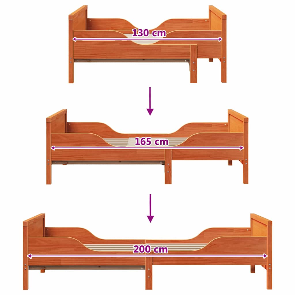 Lit extensible pour enfants Marron cire 80 x 130 / 165 / 200 cm - XIOS
