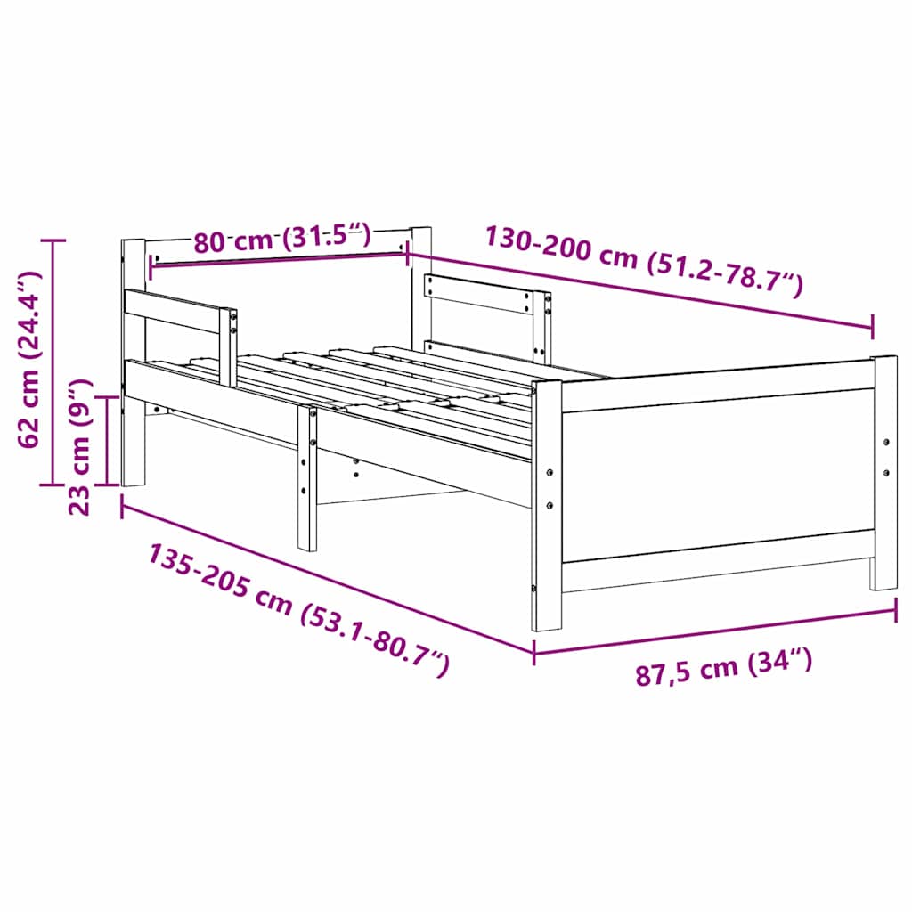 Lit extensible pour enfants Autre Blanc 80 x 130 / 165 / 200 cm - XIOS