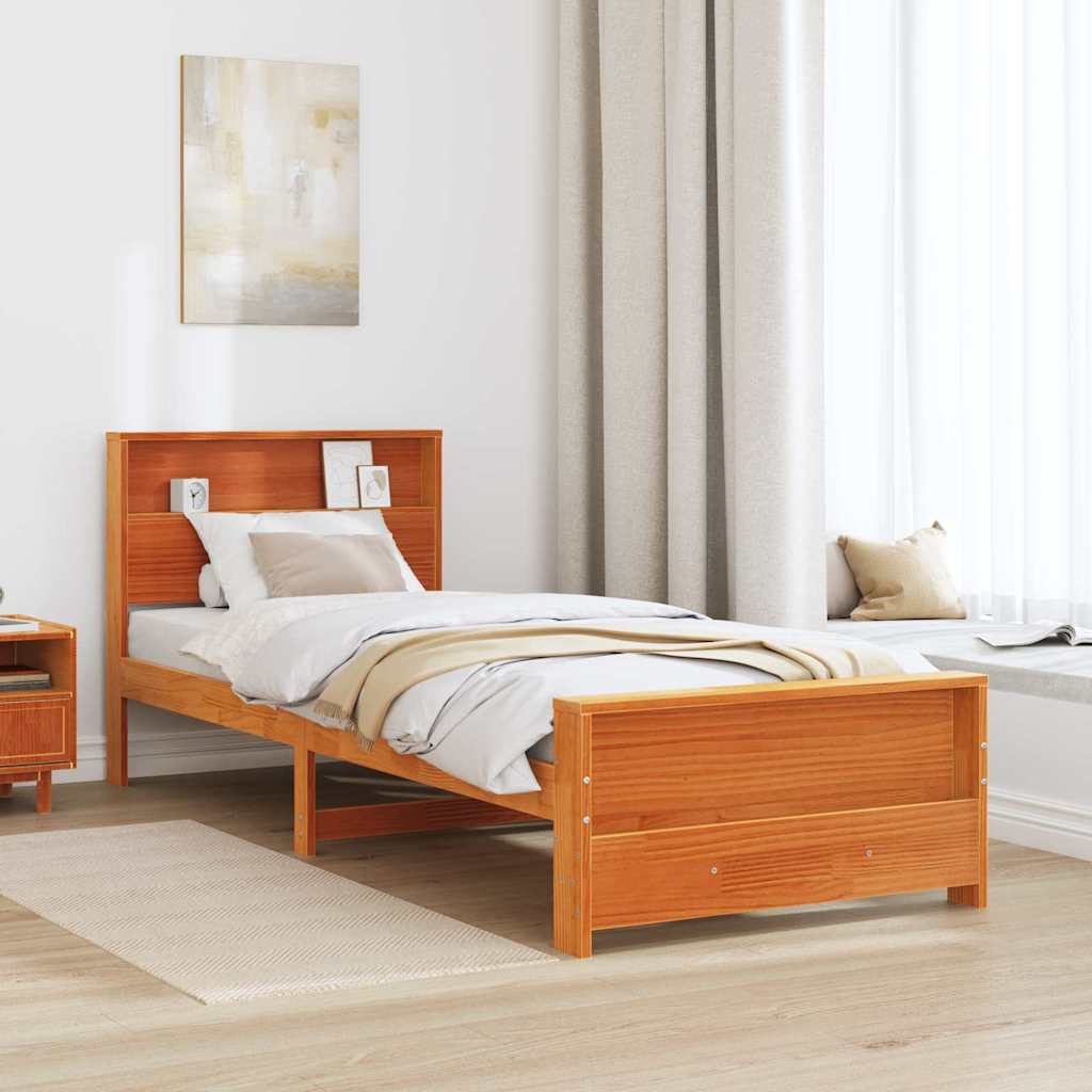Cadre de lit Marron cire 100 x 200 cm Bois massif en pin - XIOS