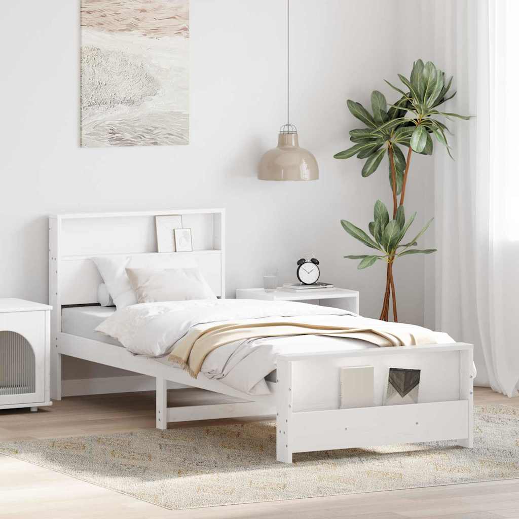 Cadre de lit Blanc 90 x 200 cm Bois massif en pin - XIOS
