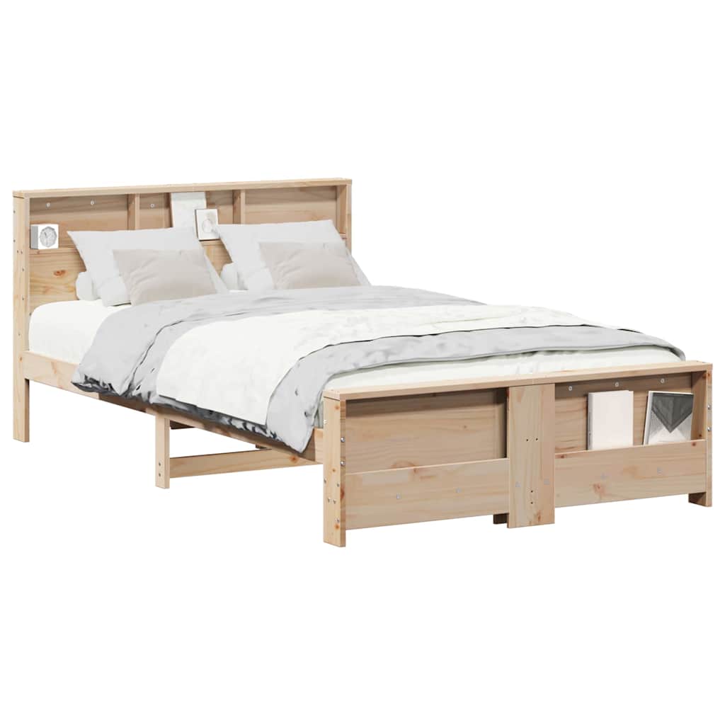Cadre de lit Marron 140 x 190 cm Bois massif en pin - XIOS