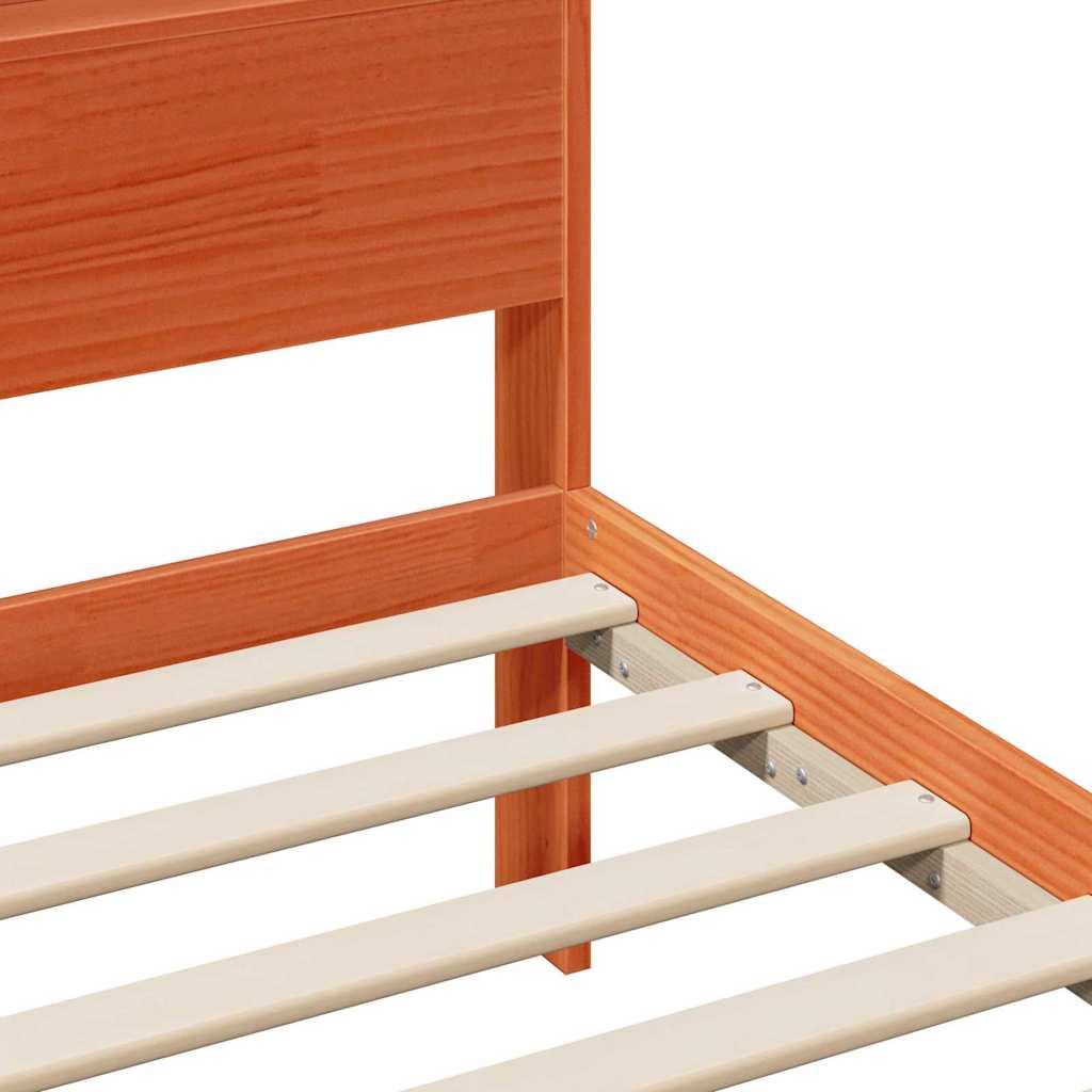Cadre de lit Marron cire 135 x 190 cm Bois massif en pin - XIOS
