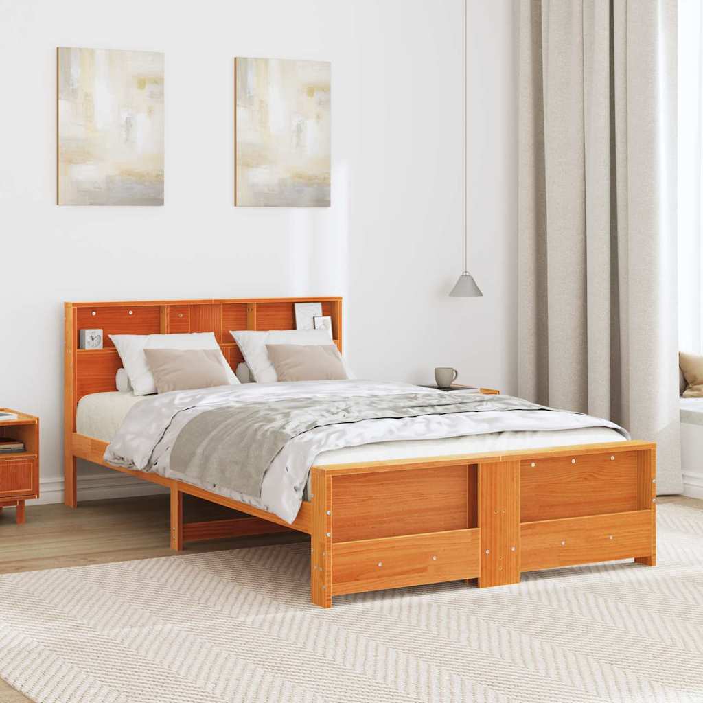 Cadre de lit Marron cire 135 x 190 cm Bois massif en pin - XIOS