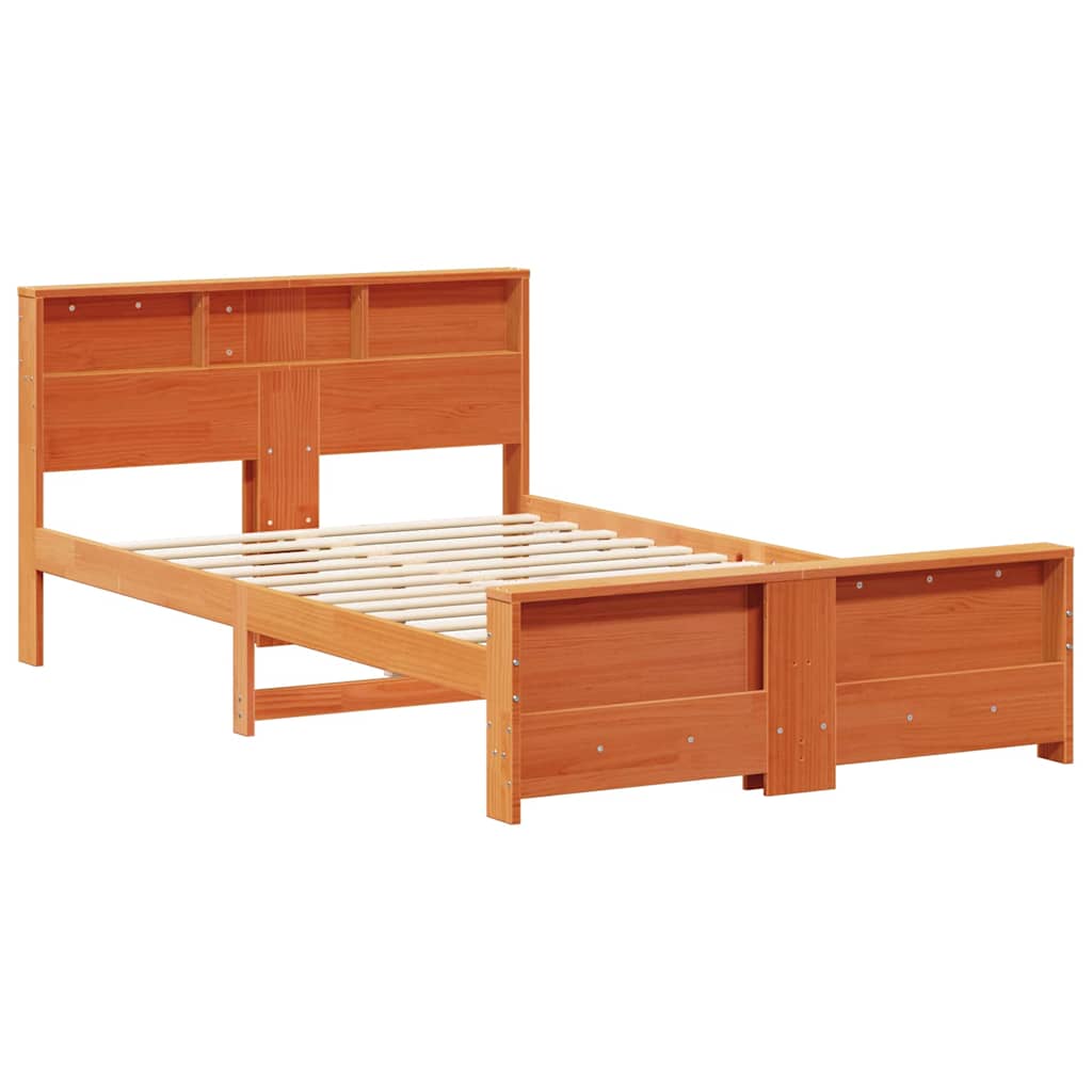 Cadre de lit Marron cire 135 x 190 cm Bois massif en pin - XIOS