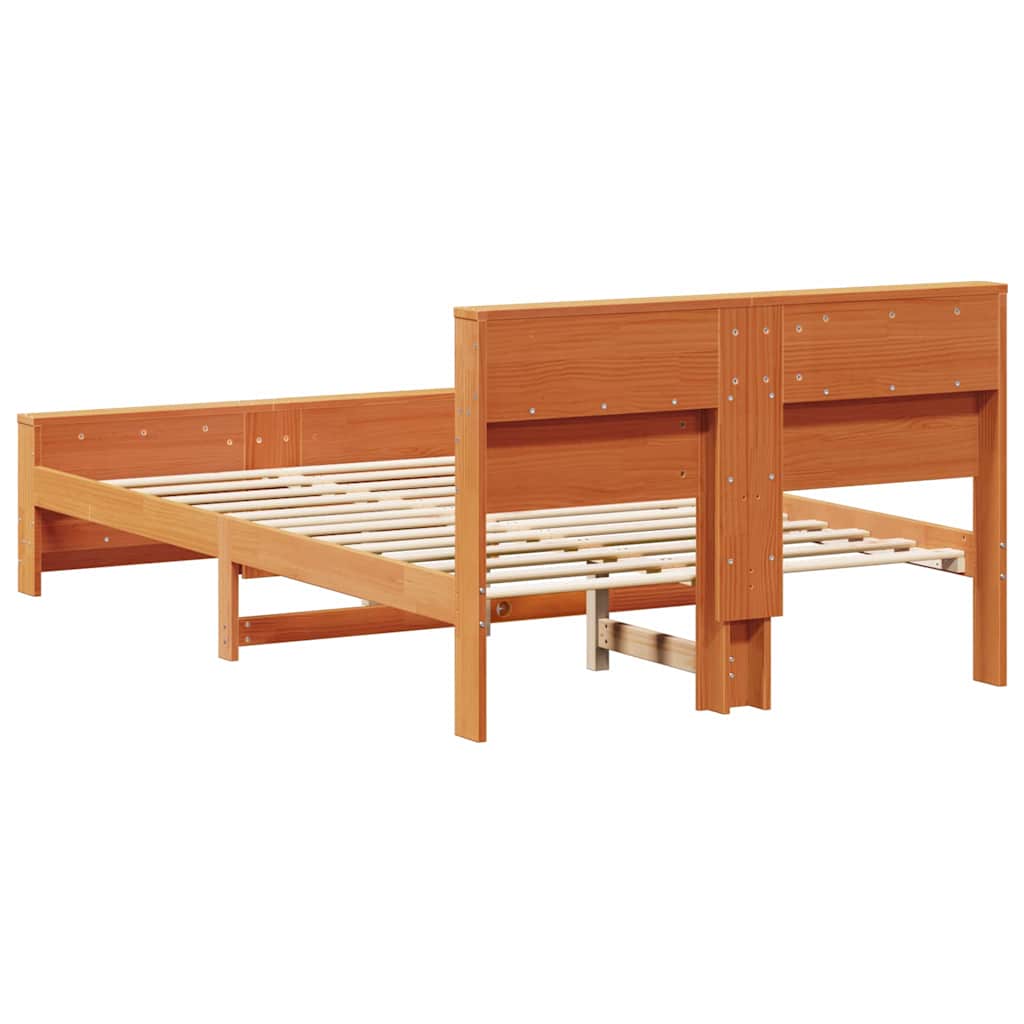 Cadre de lit Marron cire 135 x 190 cm Bois massif en pin - XIOS