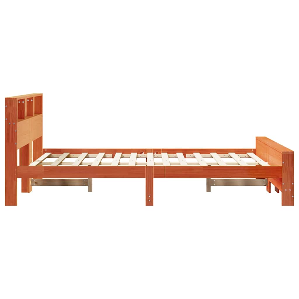 Cadre de lit Marron cire 135 x 190 cm Bois massif en pin - XIOS