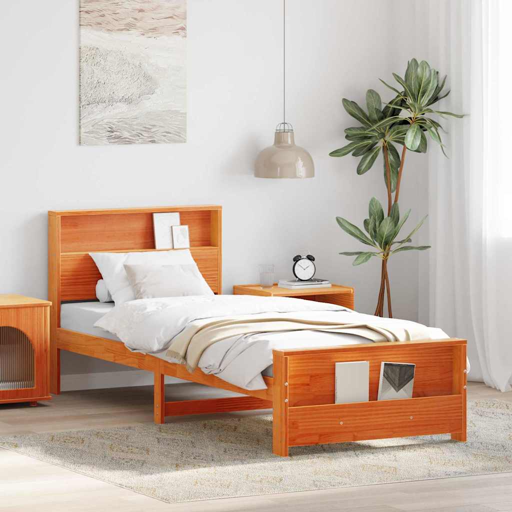 Cadre de lit Marron cire 75 x 190 cm Bois massif en pin - XIOS