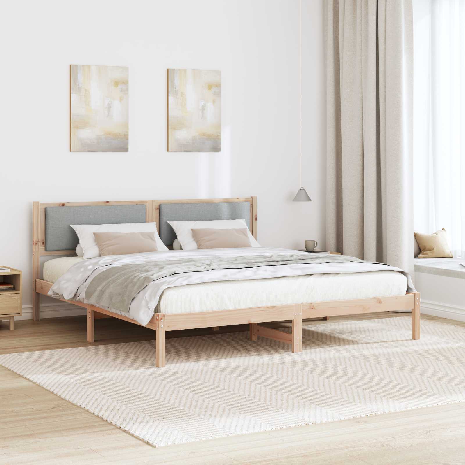Cadre de lit Gris clair 180 x 200 cm Pin massif - XIOS