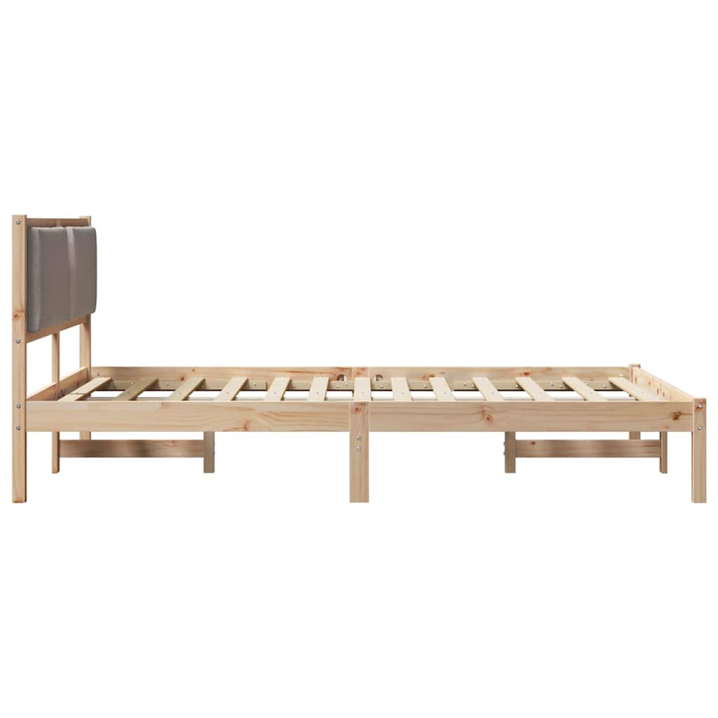 Cadre de lit avec tête de lit Taupe 135 x 190 cm Pin massif - XIOS