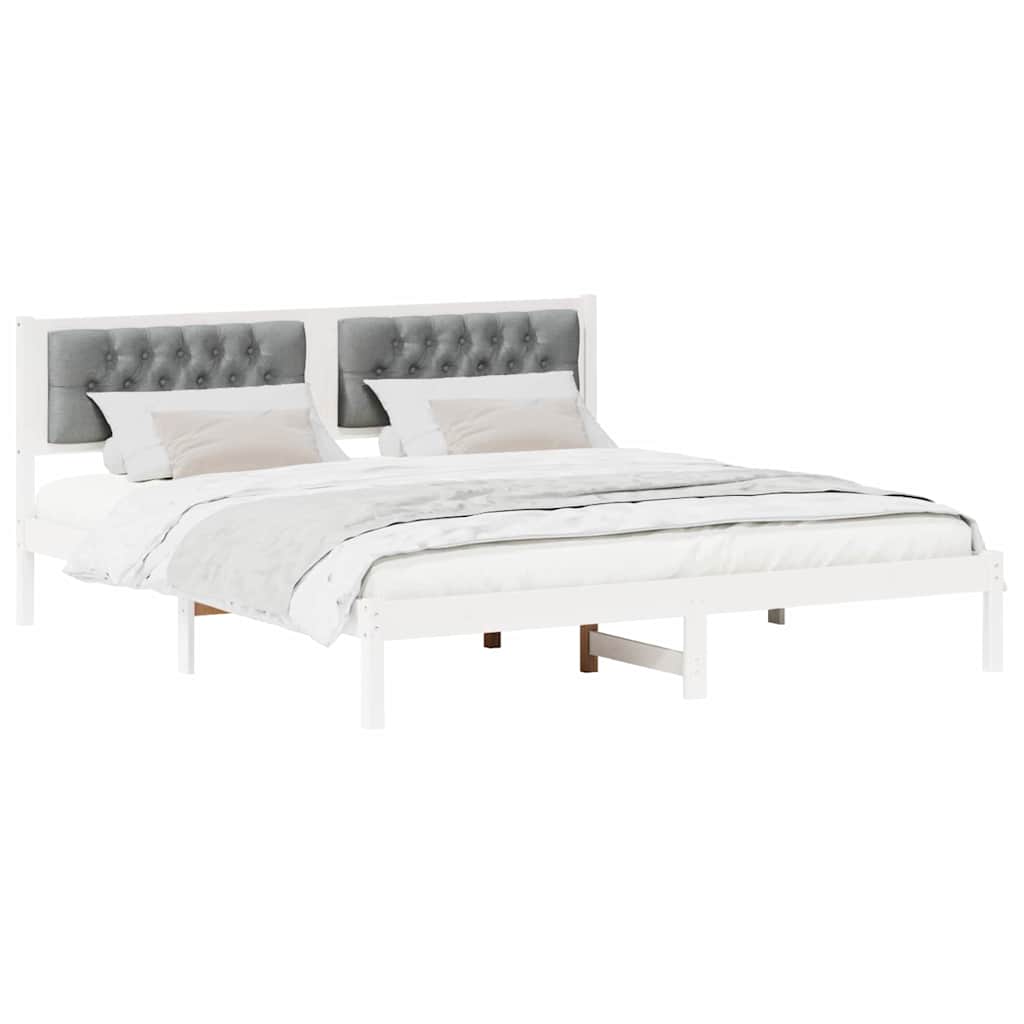 Cadre de lit avec tête de lit Gris clair 160 x 200 cm tissu - XIOS