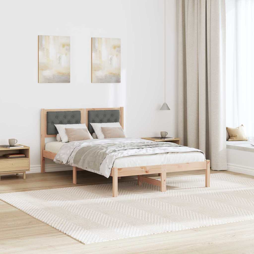 Cadre de lit avec tête de lit Gris foncé 135 x 190 cm tissu - XIOS