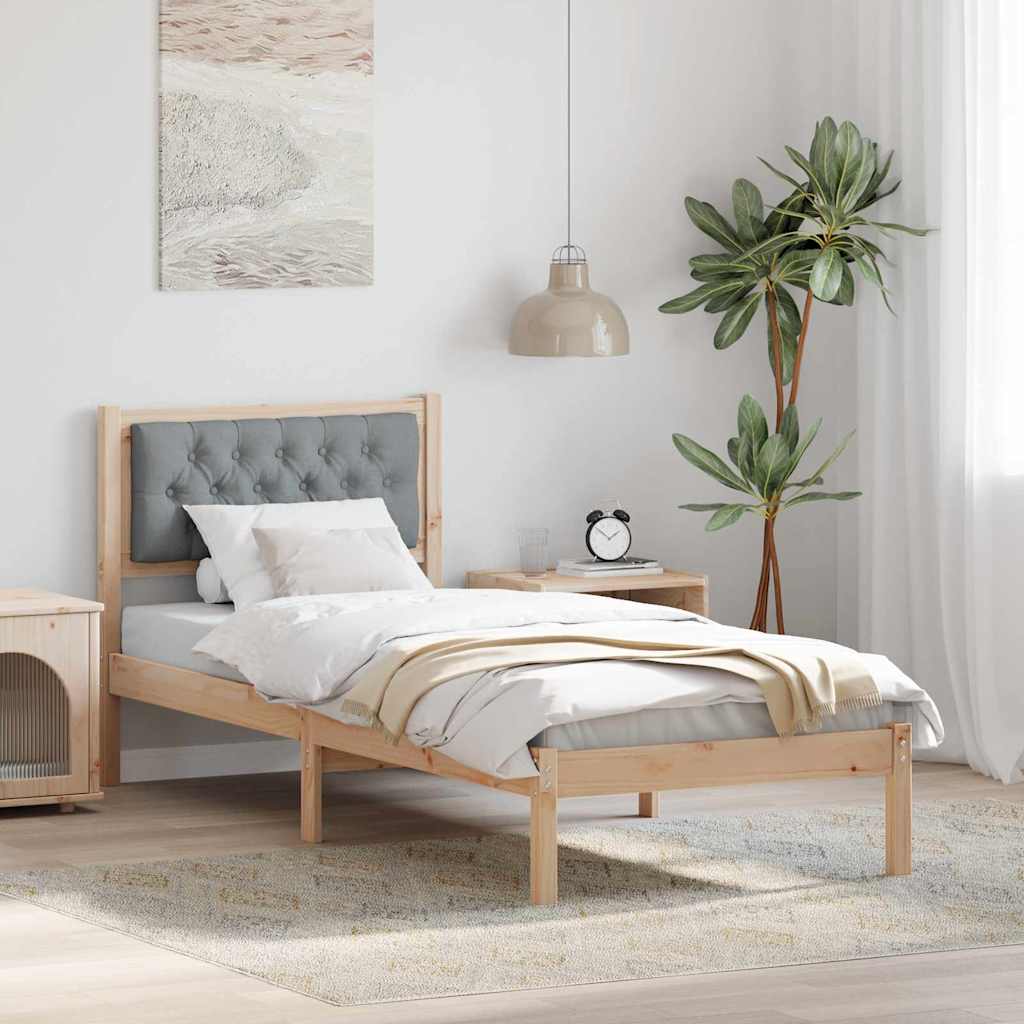 Cadre de lit avec tête de lit Gris clair 90 x 190 cm tissu - XIOS