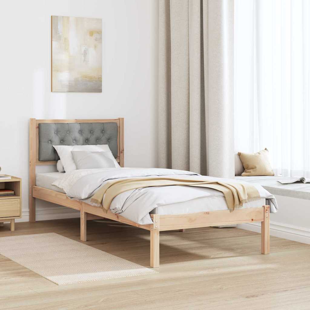 Cadre de lit avec tête de lit Gris clair 90 x 190 cm tissu - XIOS