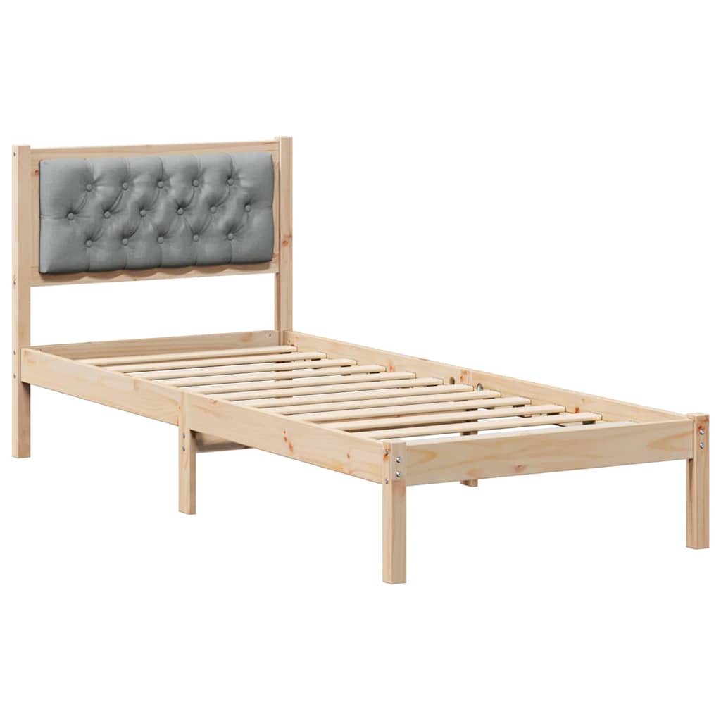 Cadre de lit avec tête de lit Gris clair 90 x 190 cm tissu - XIOS