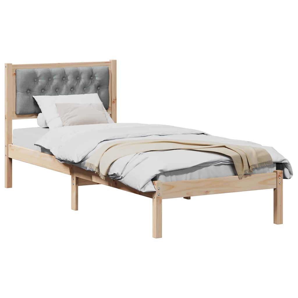 Cadre de lit avec tête de lit Gris clair 90 x 190 cm tissu - XIOS