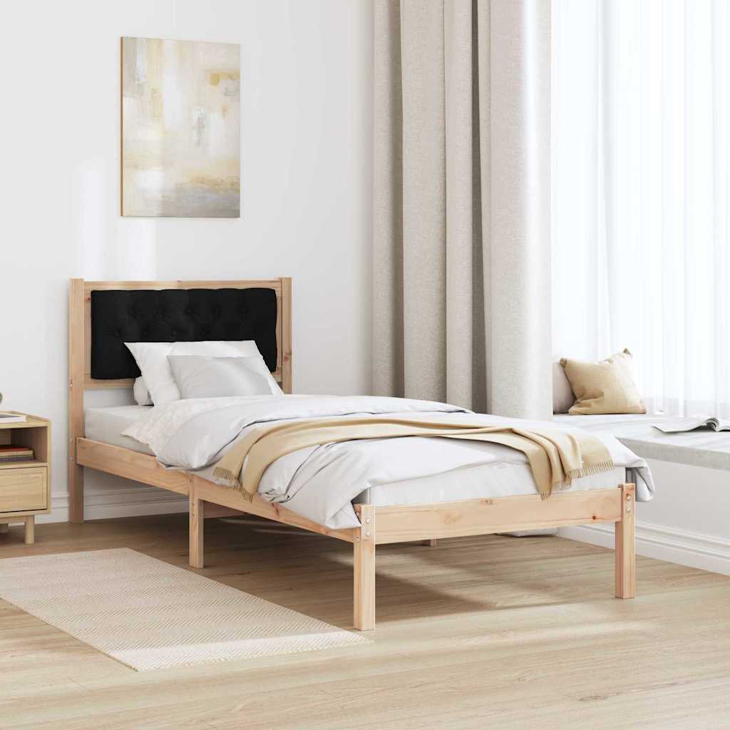 Cadre de lit avec tête de lit Noir 75 x 190 cm tissu - XIOS