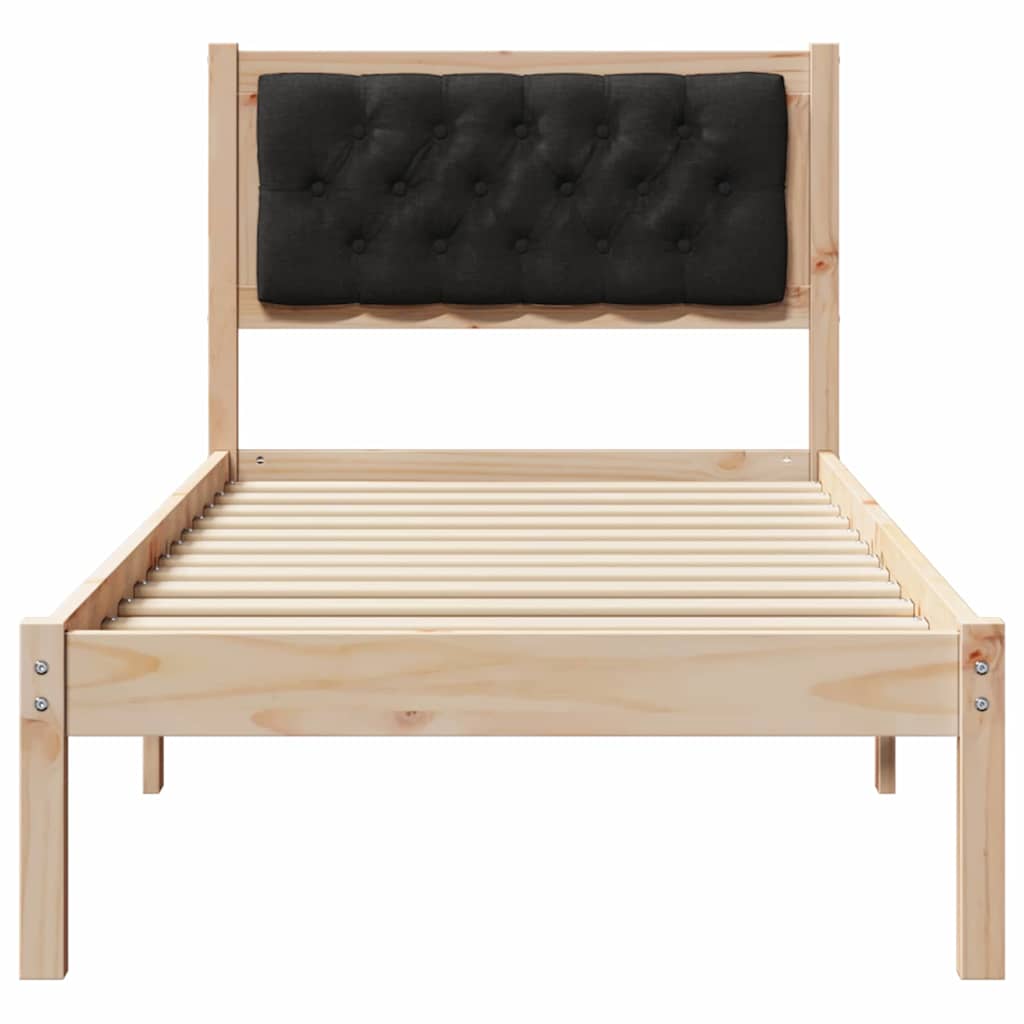 Cadre de lit avec tête de lit Noir 75 x 190 cm tissu - XIOS