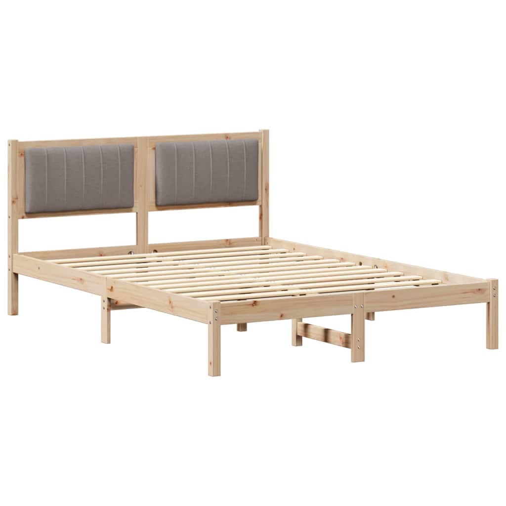 Cadre de lit avec tête de lit rembourrée Taupe 135 x 190 cm - XIOS