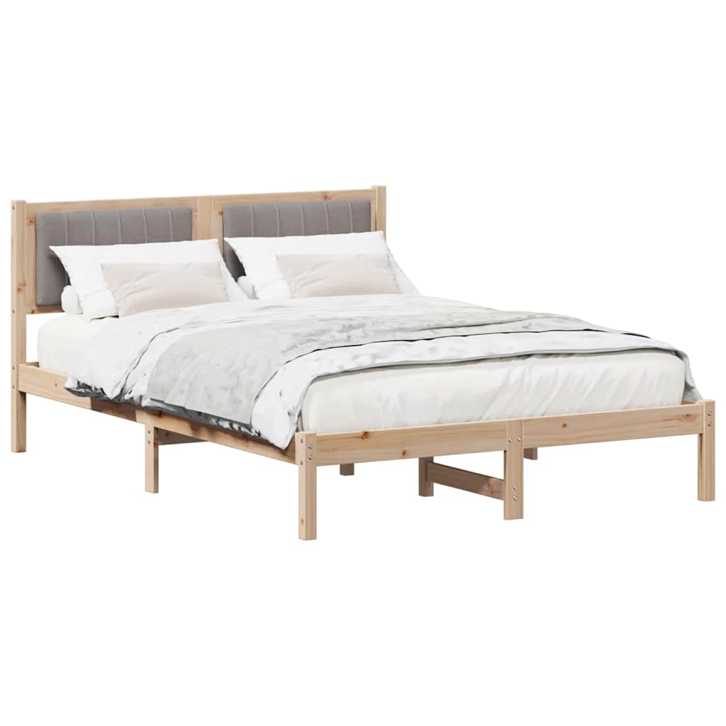 Cadre de lit avec tête de lit rembourrée Taupe 120 x 190 cm - XIOS