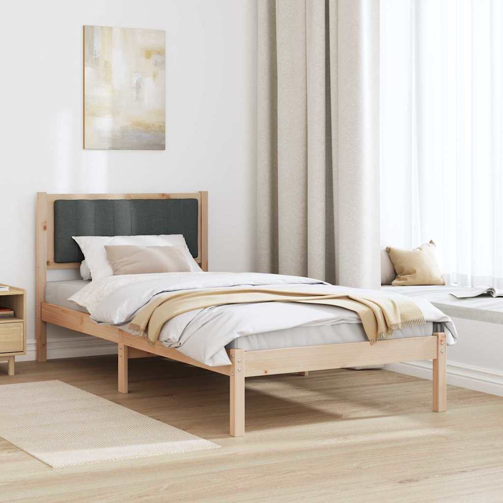 Cadre de lit avec tête de lit rembourrée Gris foncé 90 x 200 cm - XIOS