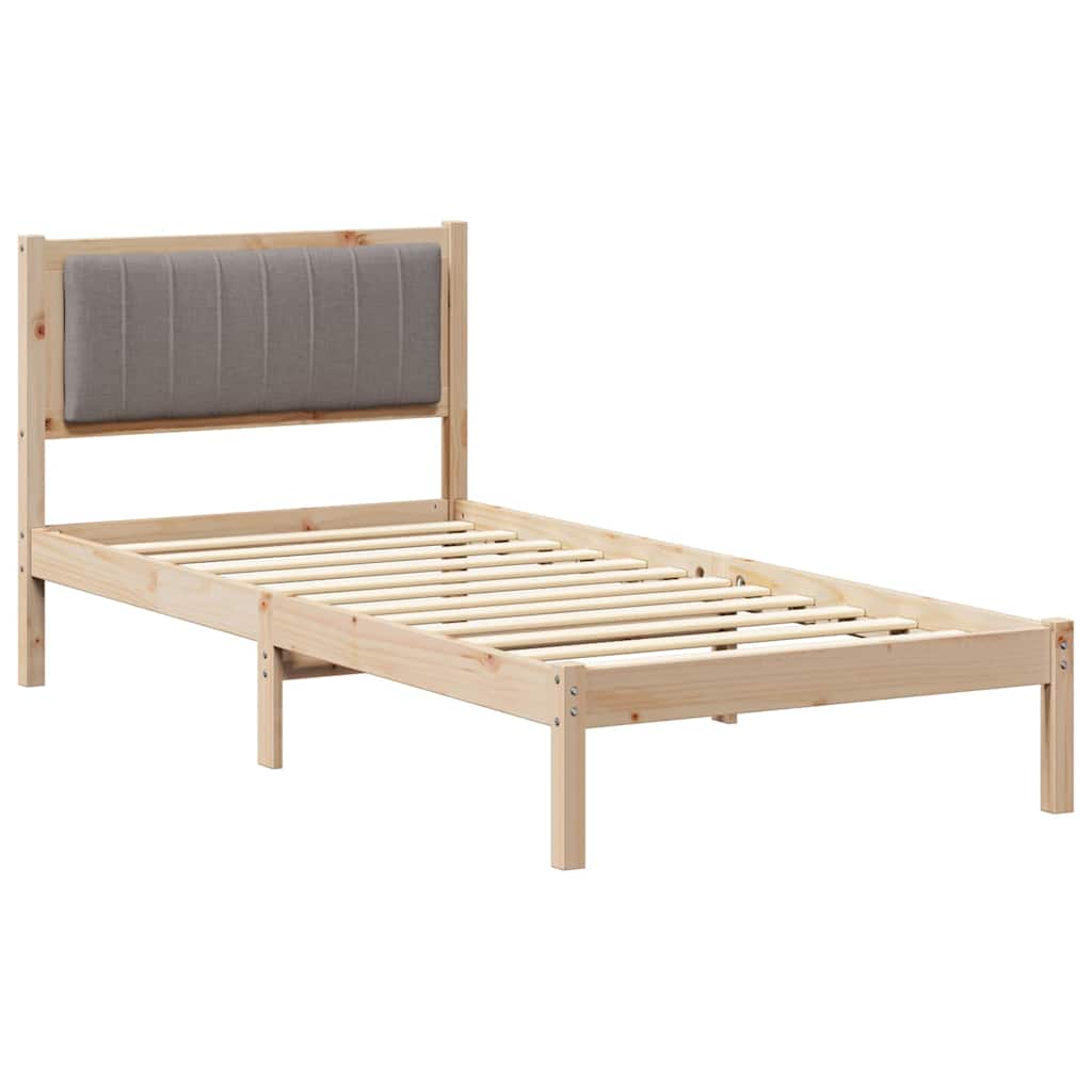 Cadre de lit avec tête de lit rembourrée Taupe 90 x 200 cm - XIOS