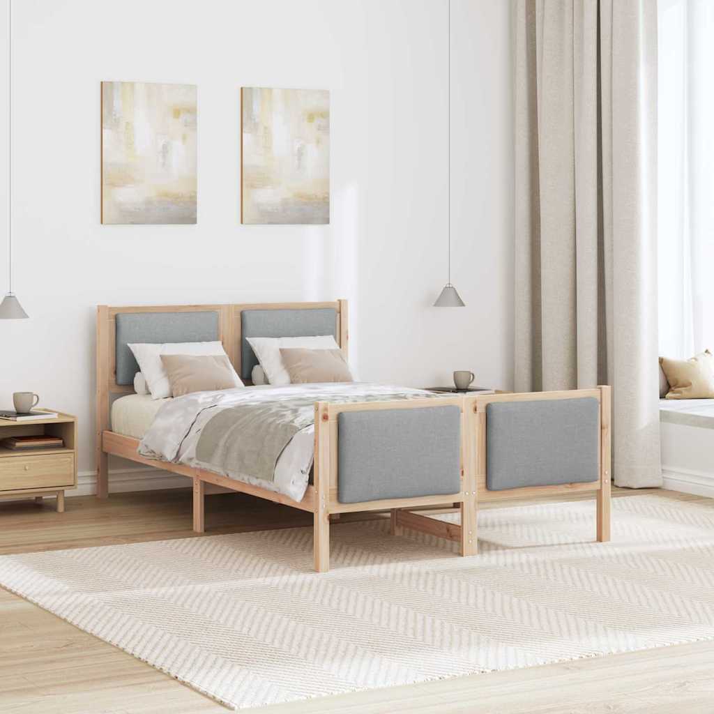 Cadre de lit avec tête de lit Gris clair 120 x 190 cm tissu - XIOS